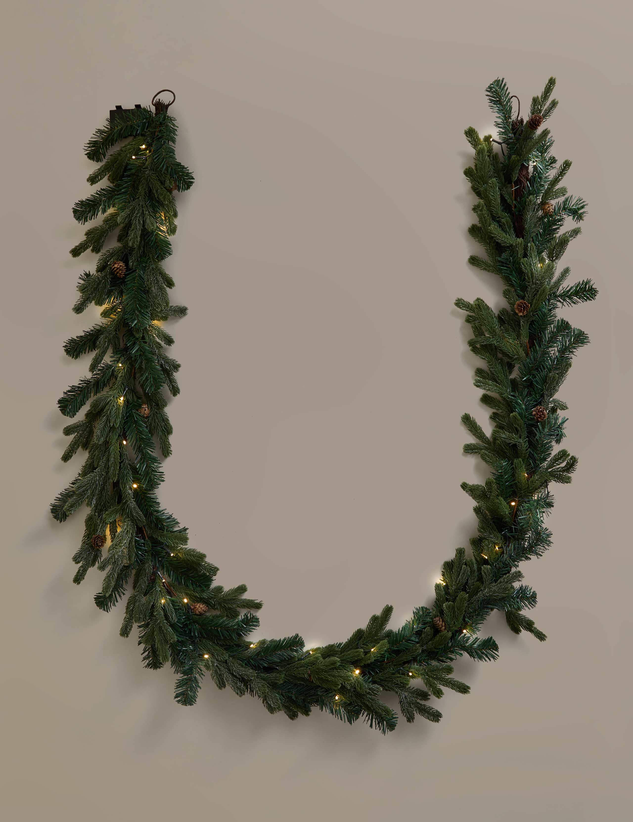 10ft Pre-Lit Green Garland 2 of 4