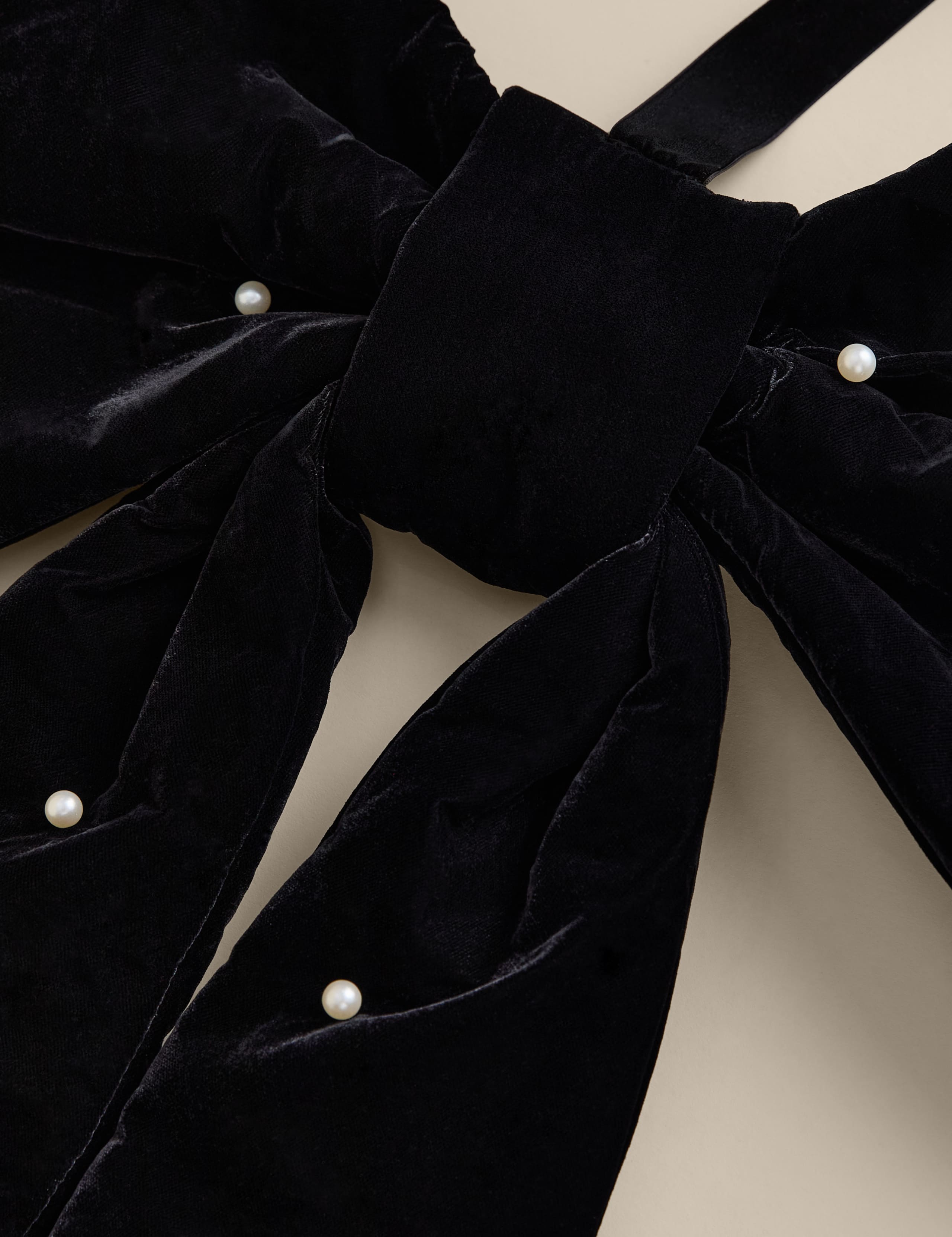 Velvet & Pearl Hanging Bow Decoration 3 of 4