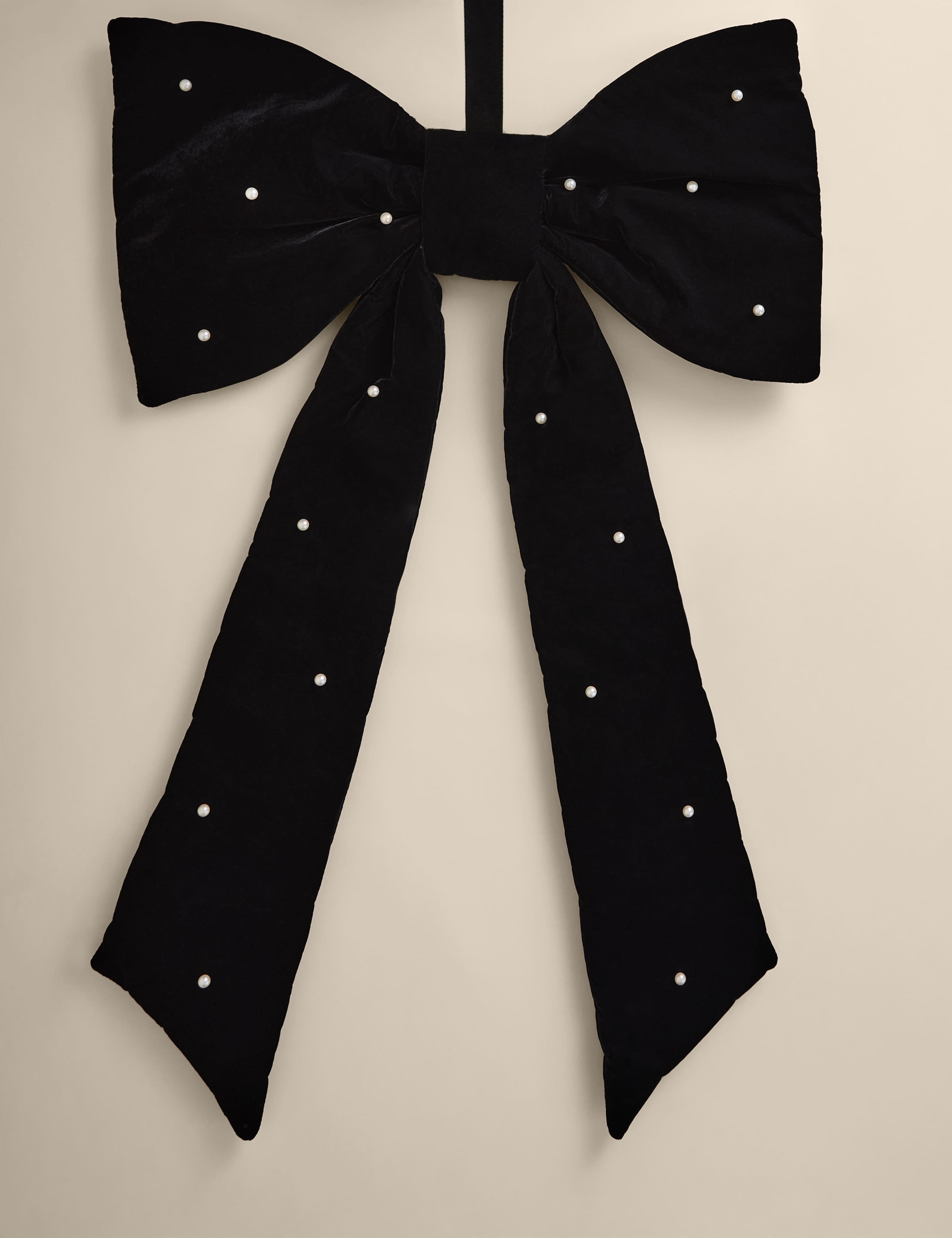 Velvet & Pearl Hanging Bow Decoration 2 of 4