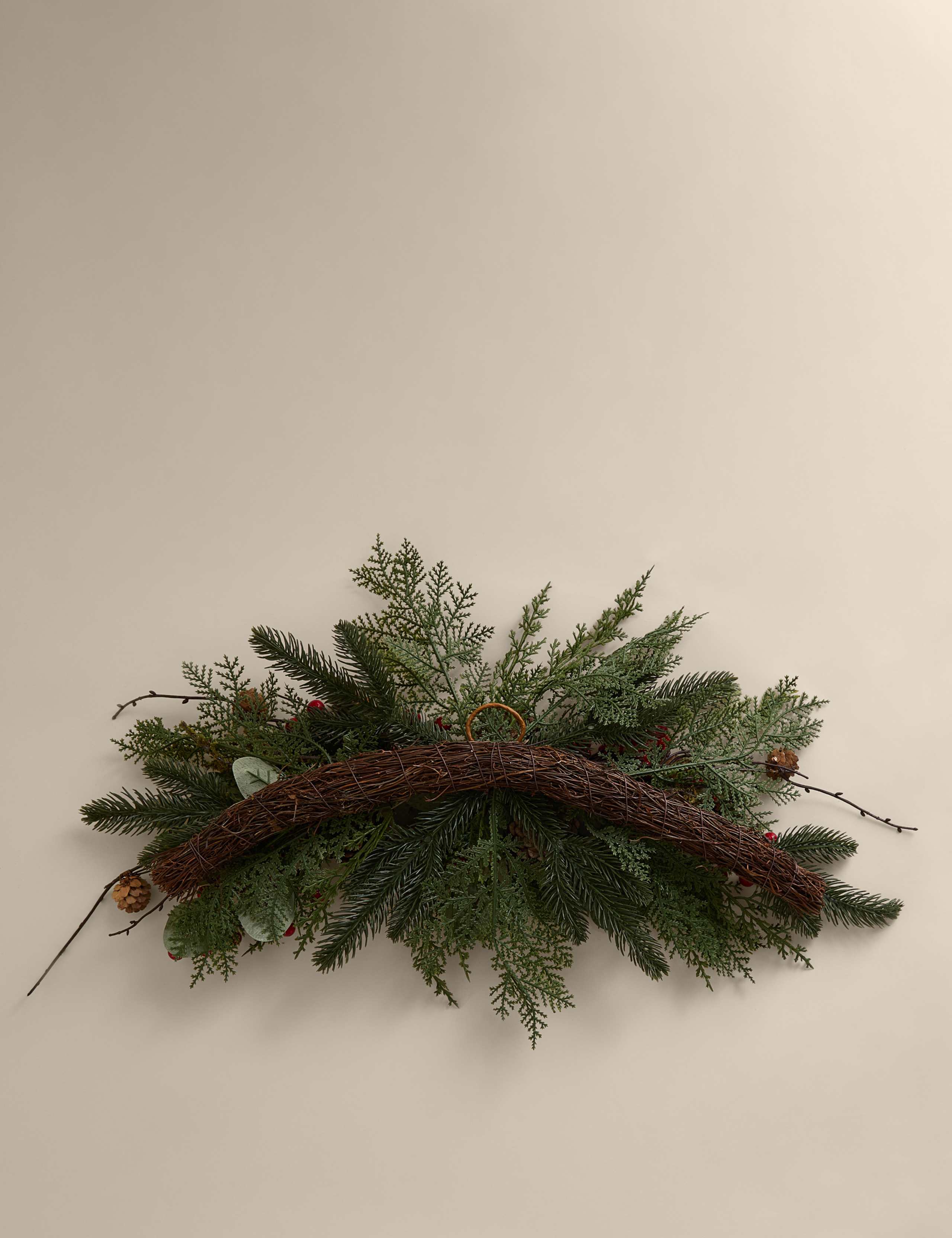 Red Berry Half Moon Wreath 4 of 4