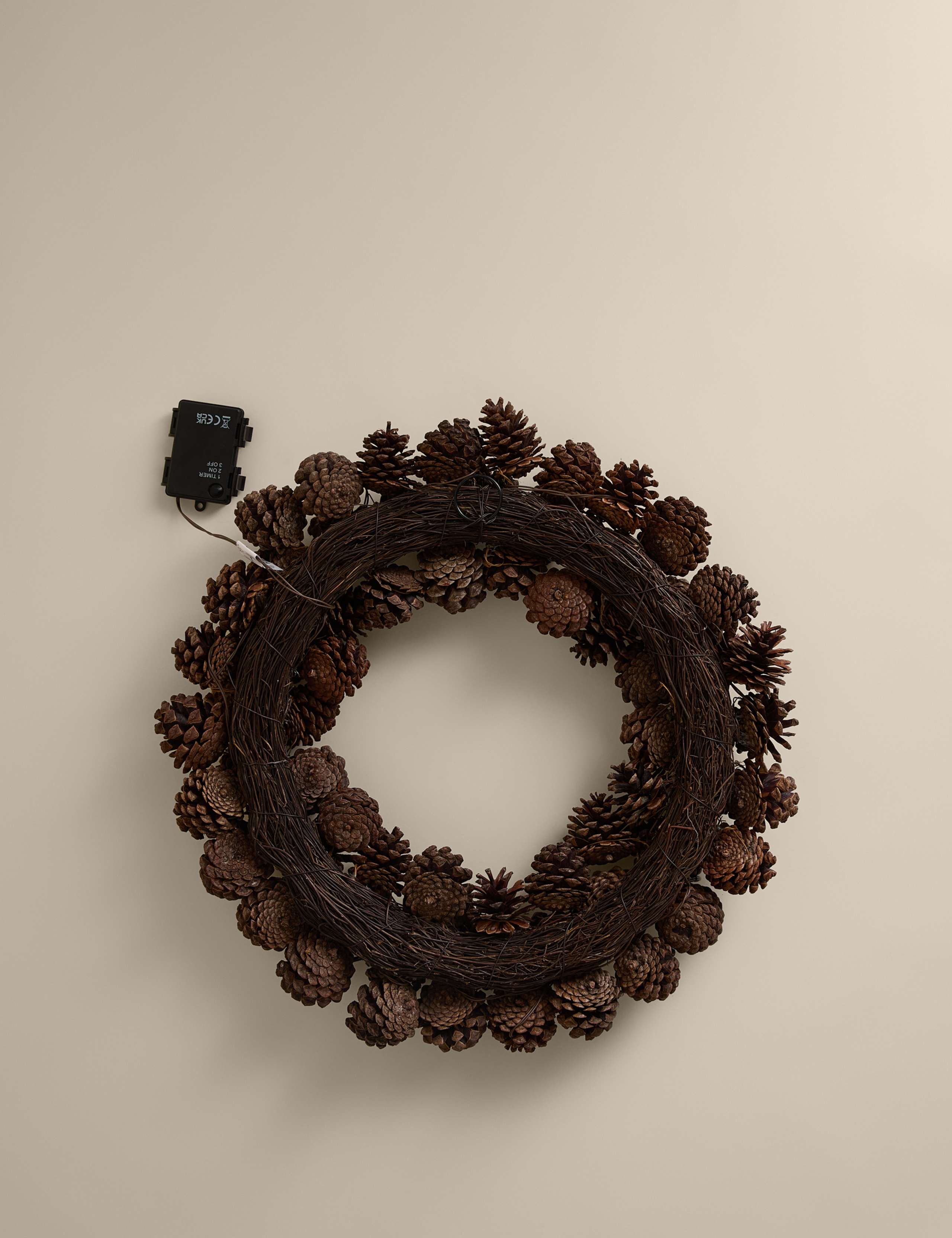 Pre-Lit Pine Cone Wreath 4 of 4