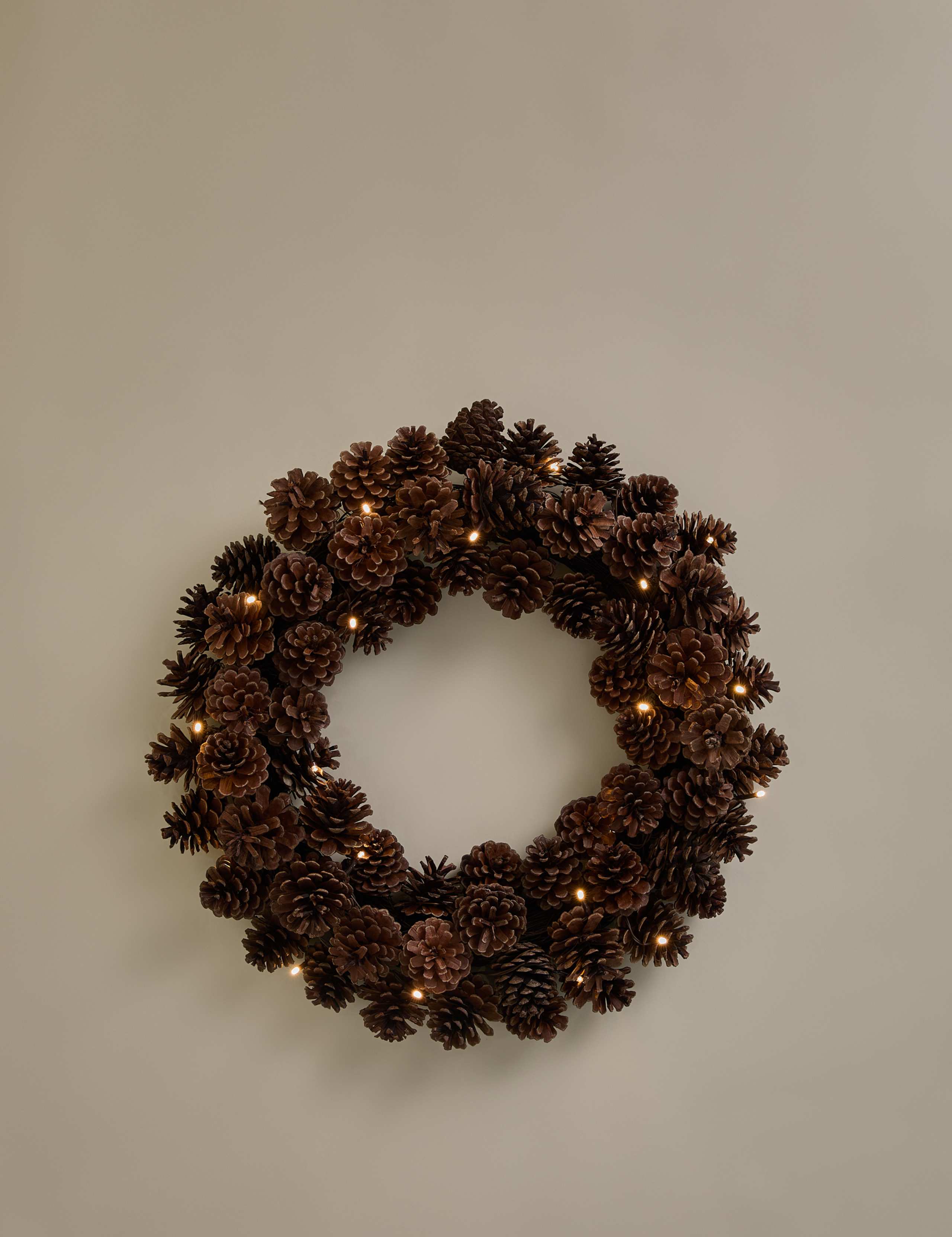 Pre-Lit Pine Cone Wreath 2 of 4