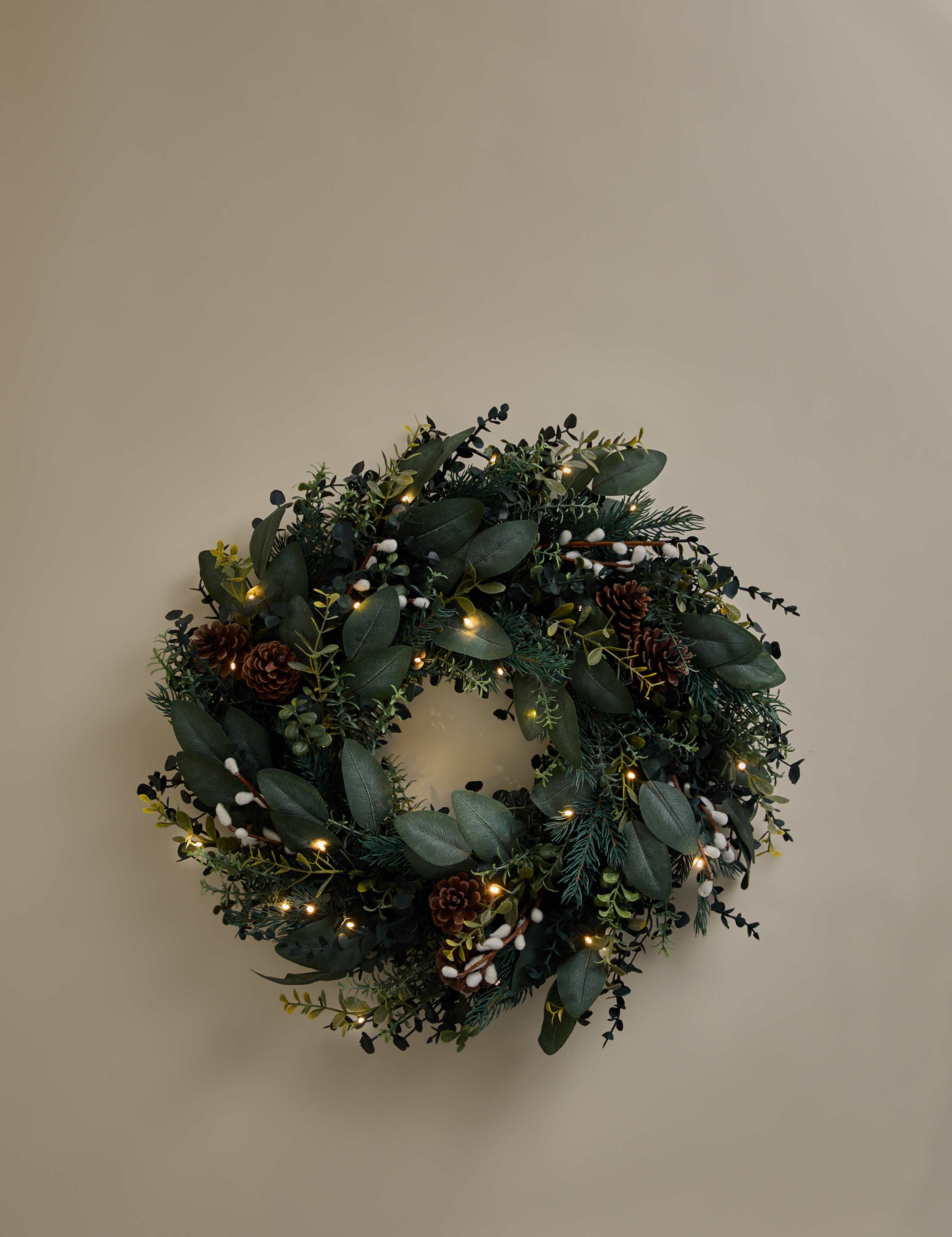Pre-Lit Green Pine Cone Wreath 2 of 4
