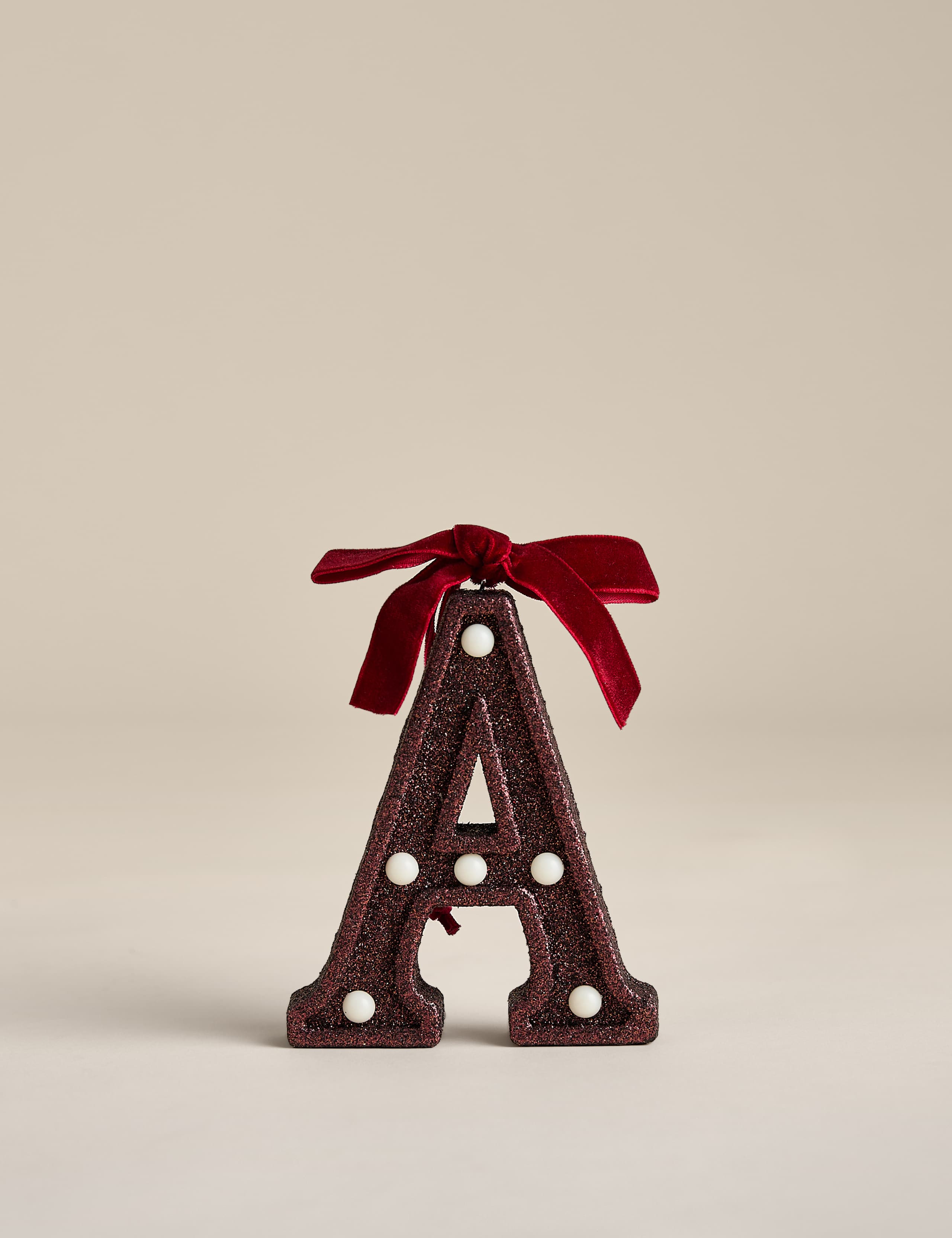 Red Hanging Pre-Lit Letter Tree Ornament 3 of 4