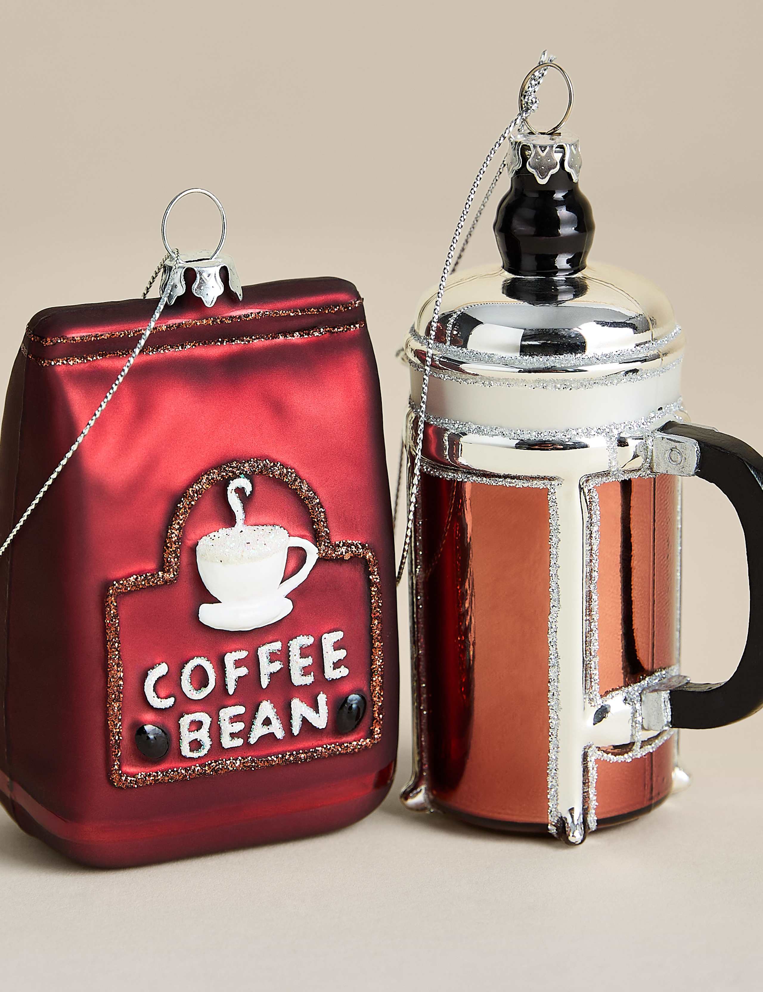 2 Pack Glass Hanging Coffee Decorations 2 of 2
