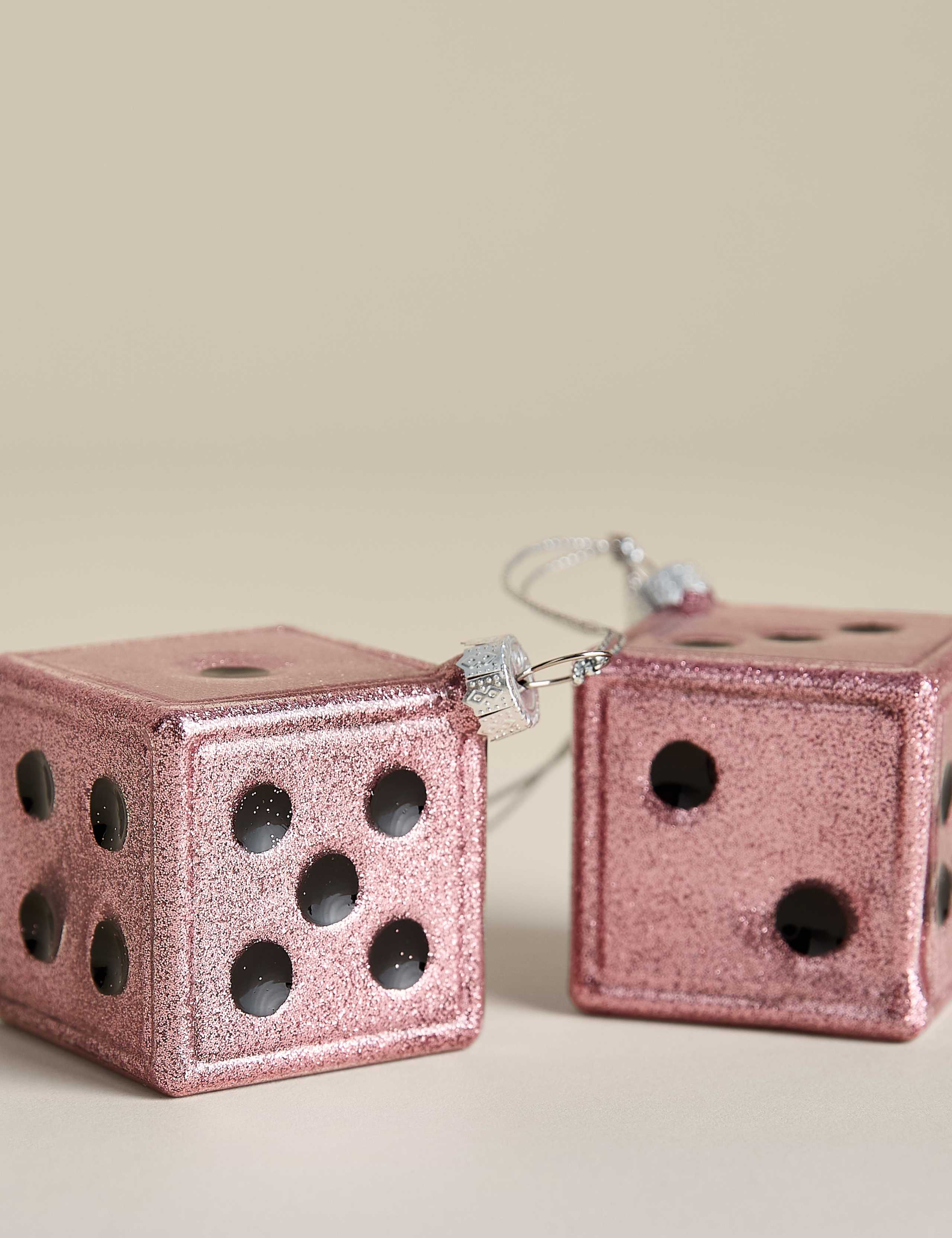 Pink Glass Hanging Cascading Dice Decoration 2 of 2