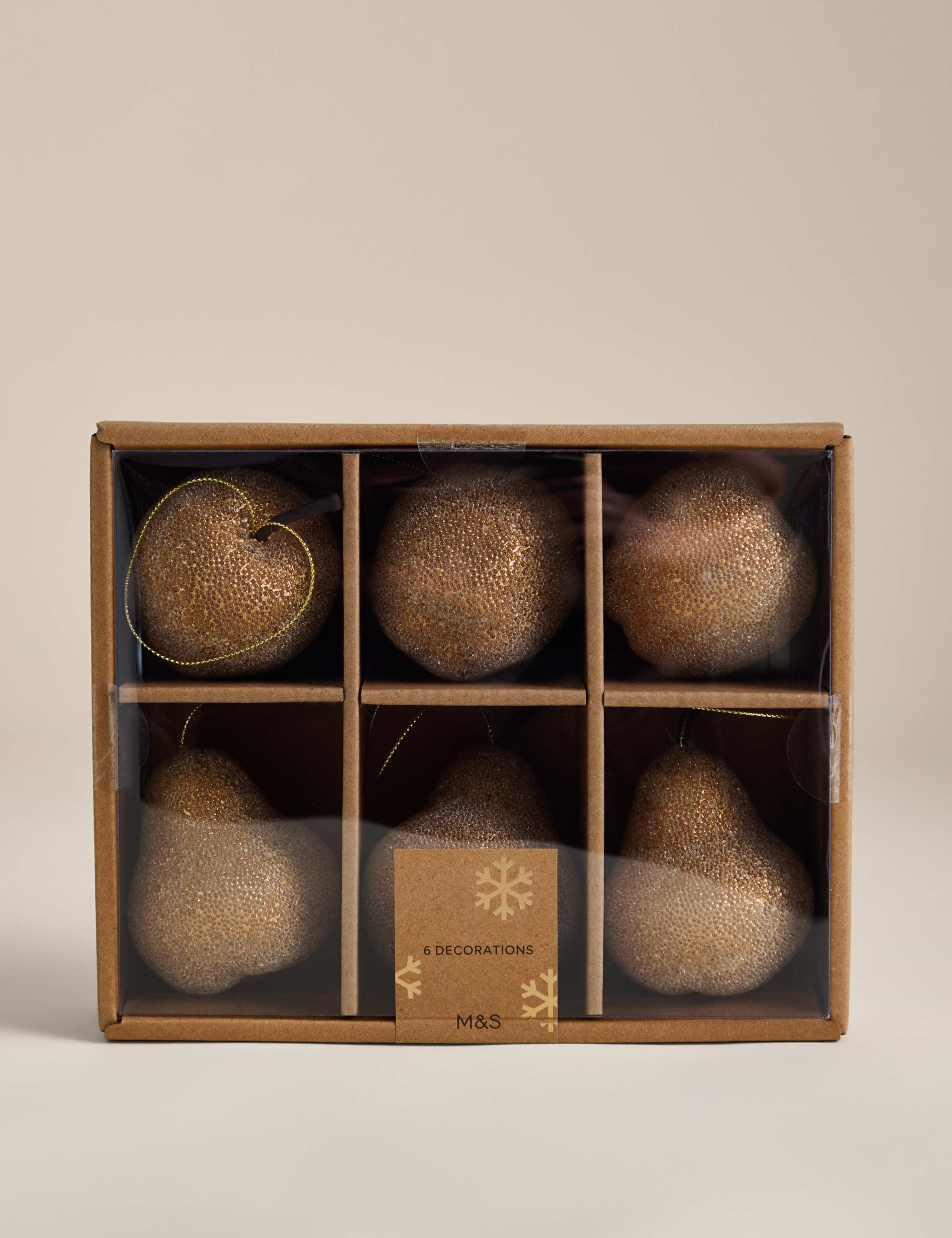 6 Pack Frosted Pear & Apple Baubles 2 of 3