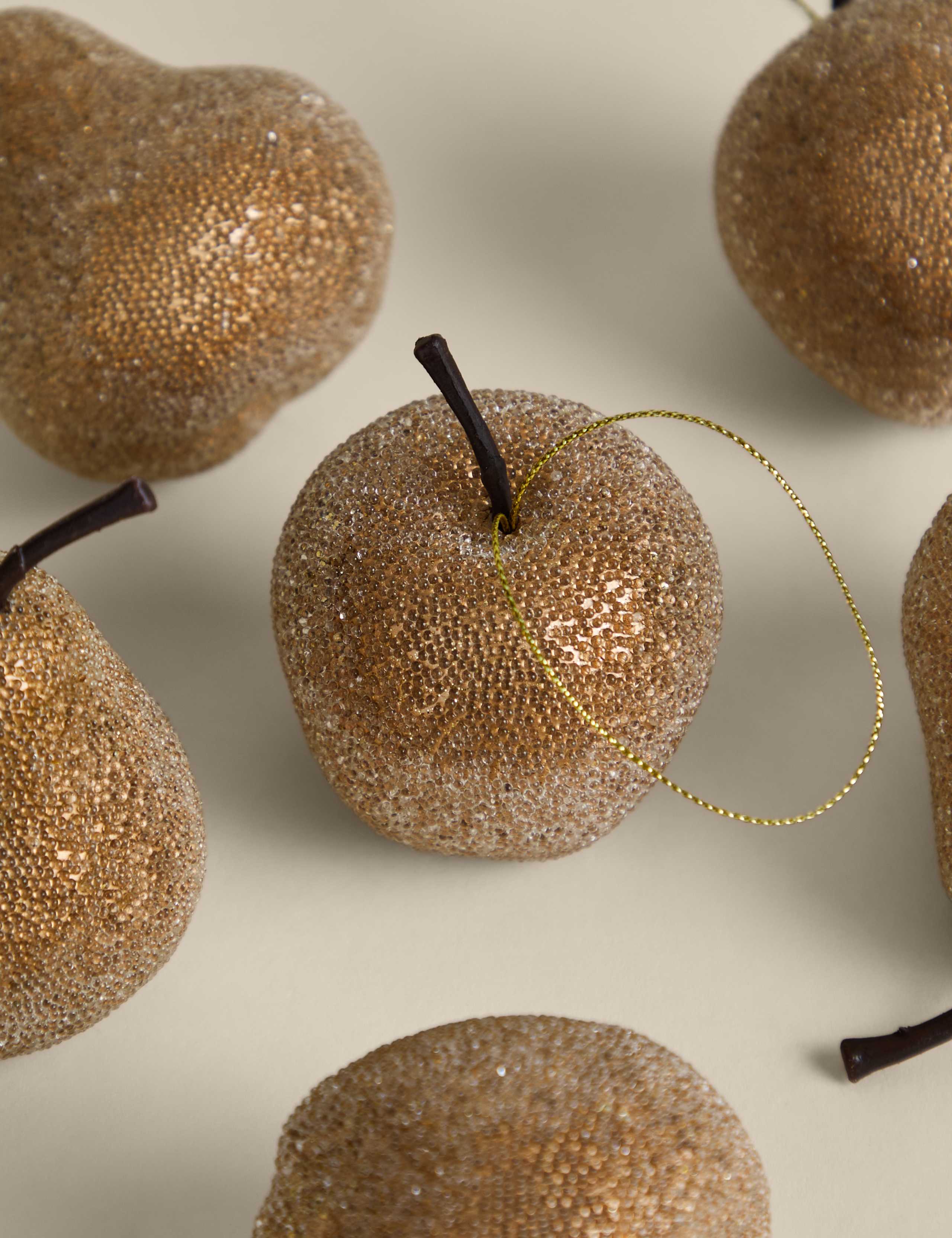 6 Pack Frosted Pear & Apple Baubles 3 of 3