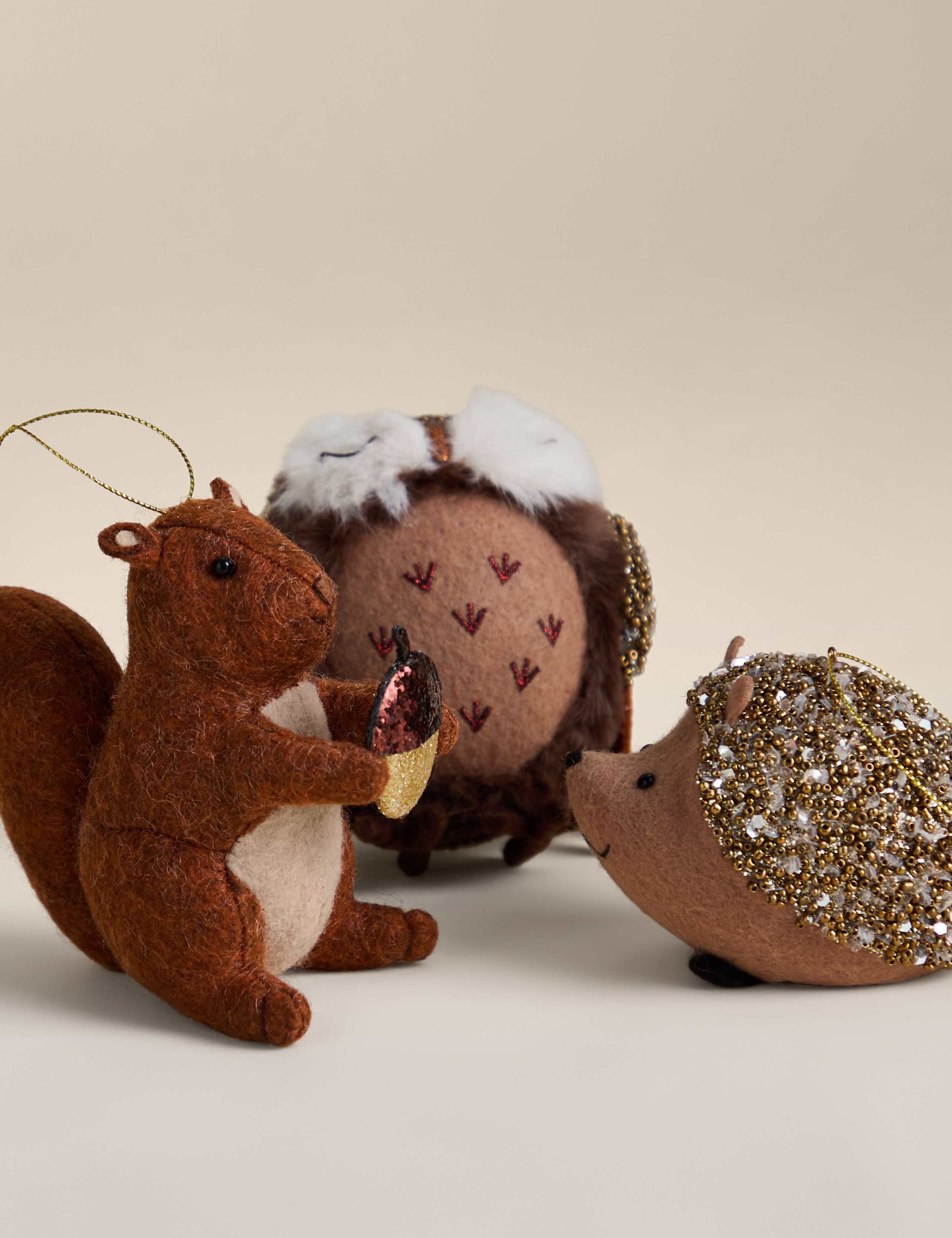 3 Pack Felt Woodland Animal Tree Decorations 2 of 2