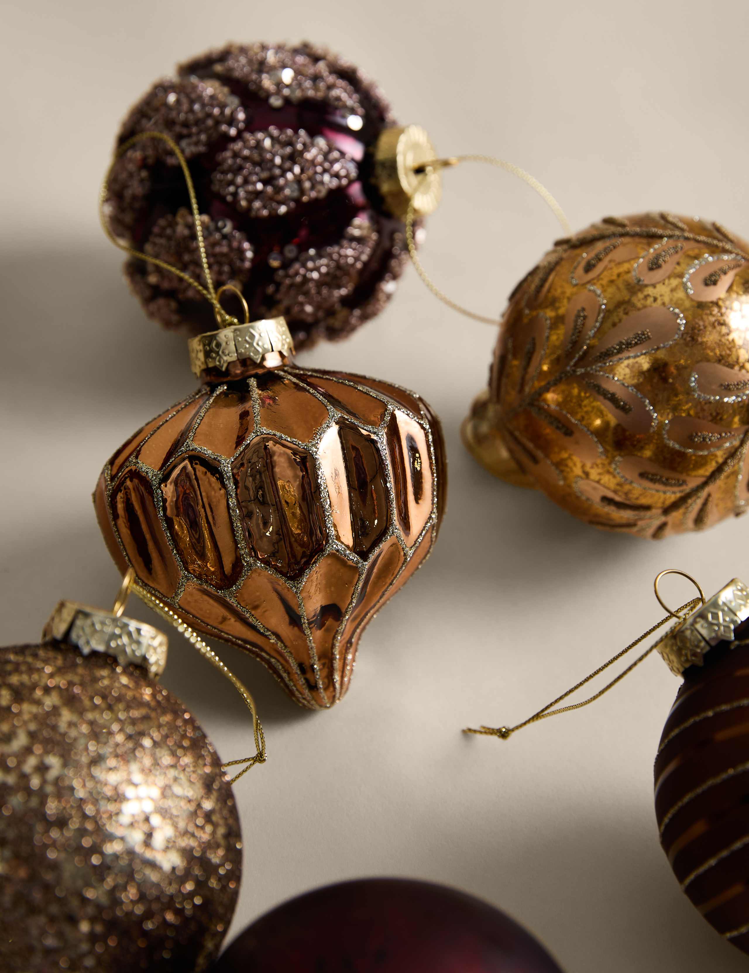 9 Pack Glass Mixed Finish Baubles 3 of 3