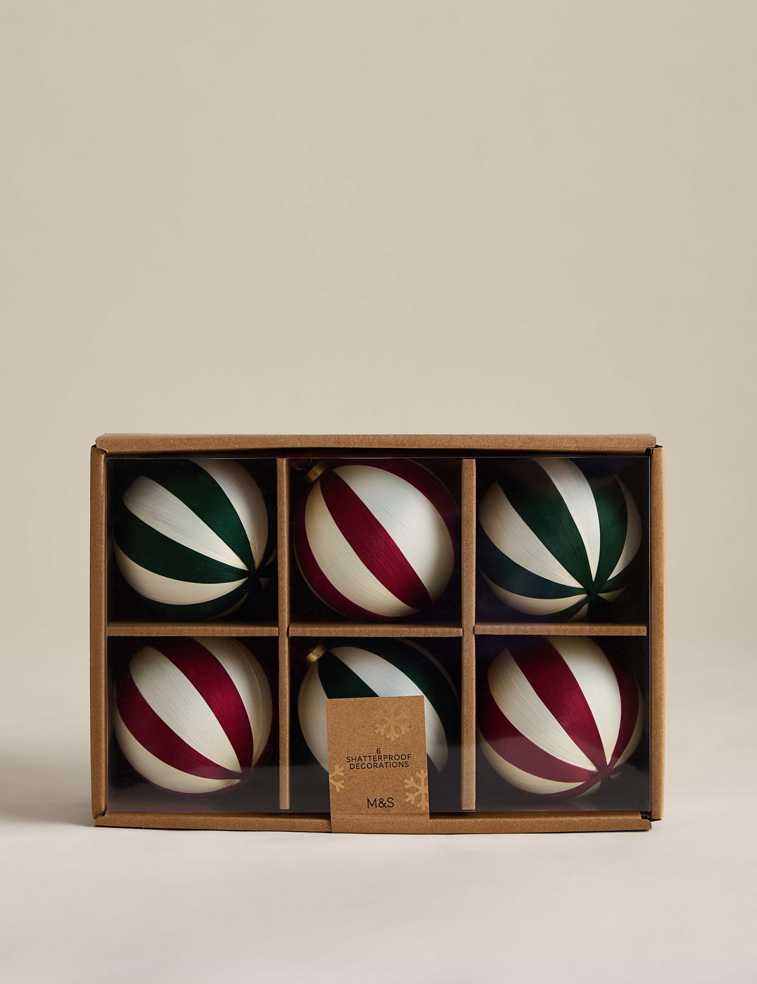 6 Pack Satin Stripe Baubles 2 of 3