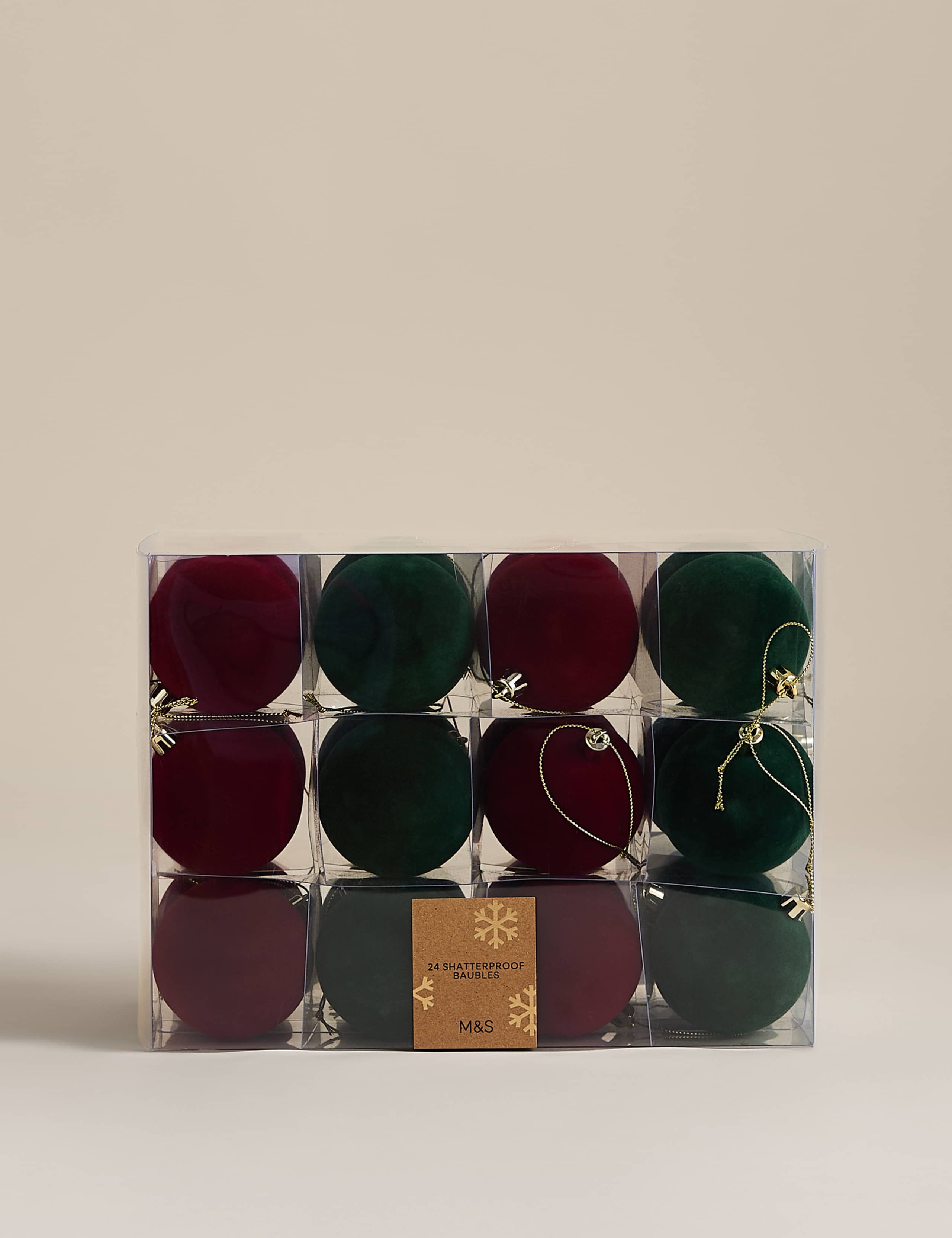 24 Pack Flocked Shatterproof Baubles 2 of 3