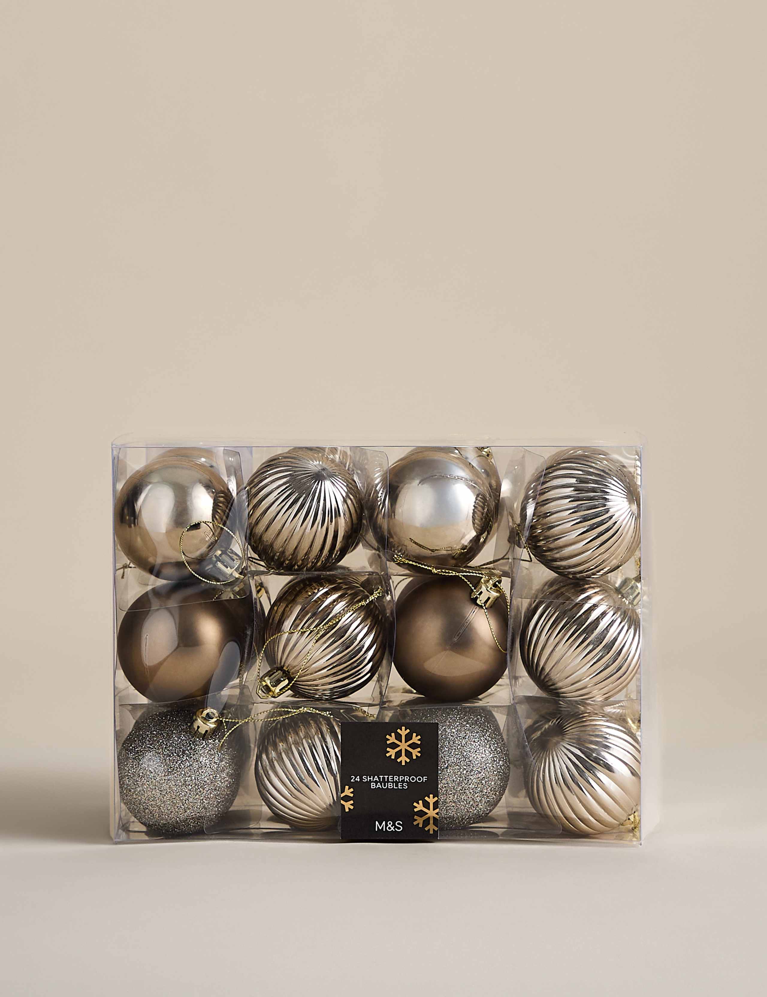 24 Pack Mixed Shatterproof Baubles 2 of 3
