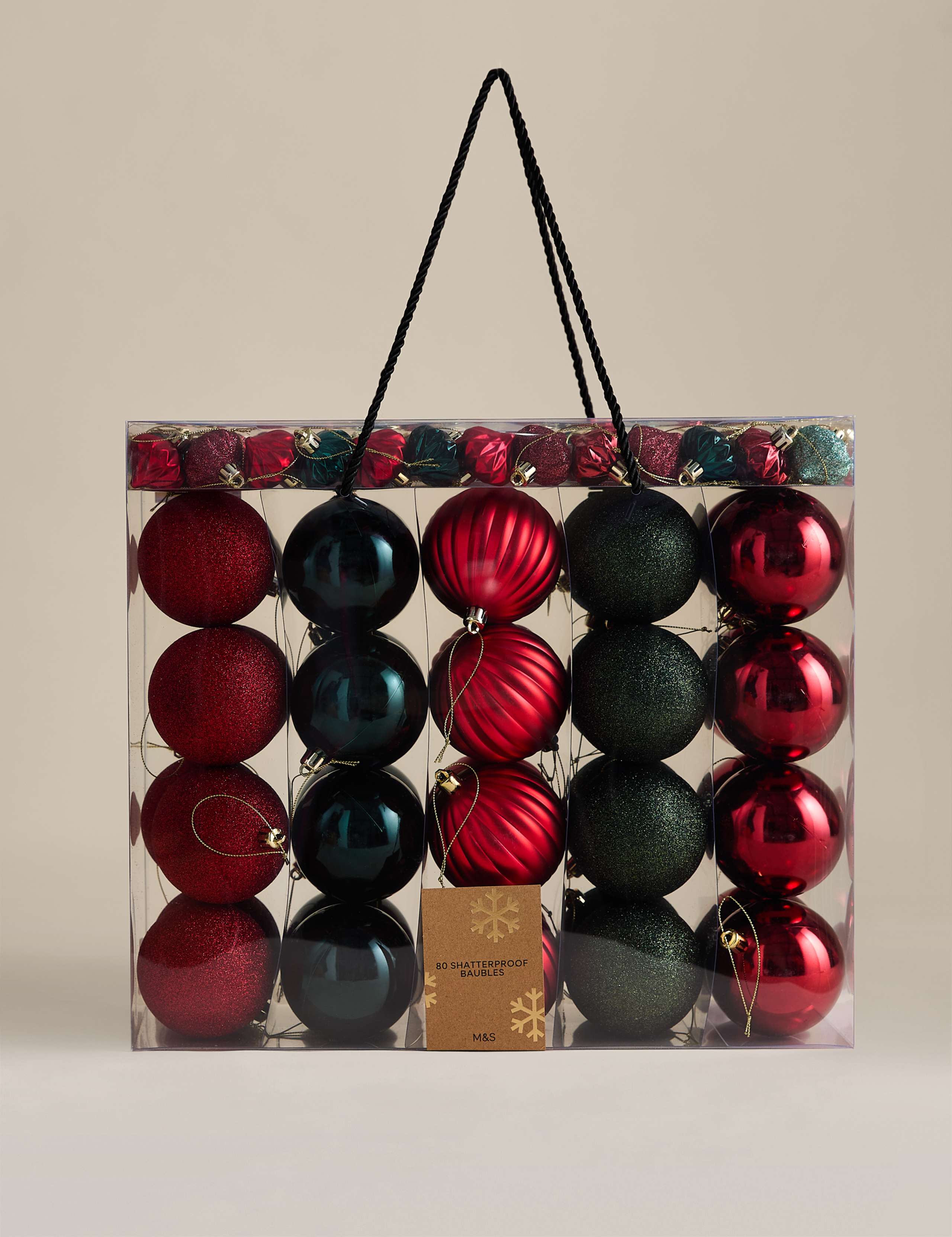 80 Pack Mix Shatterproof Baubles 2 of 3