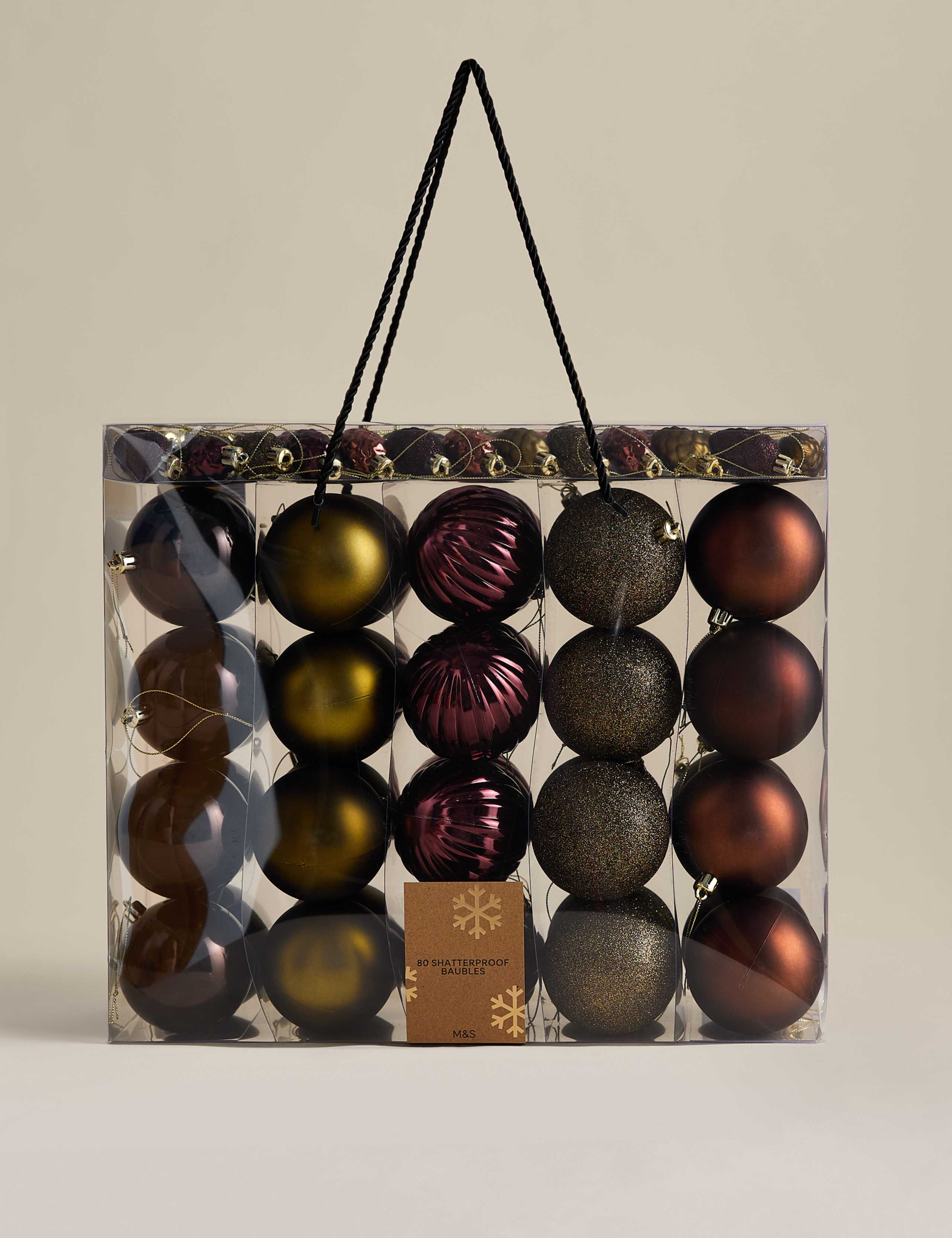80 Pack Mix Shatterproof Baubles 2 of 3