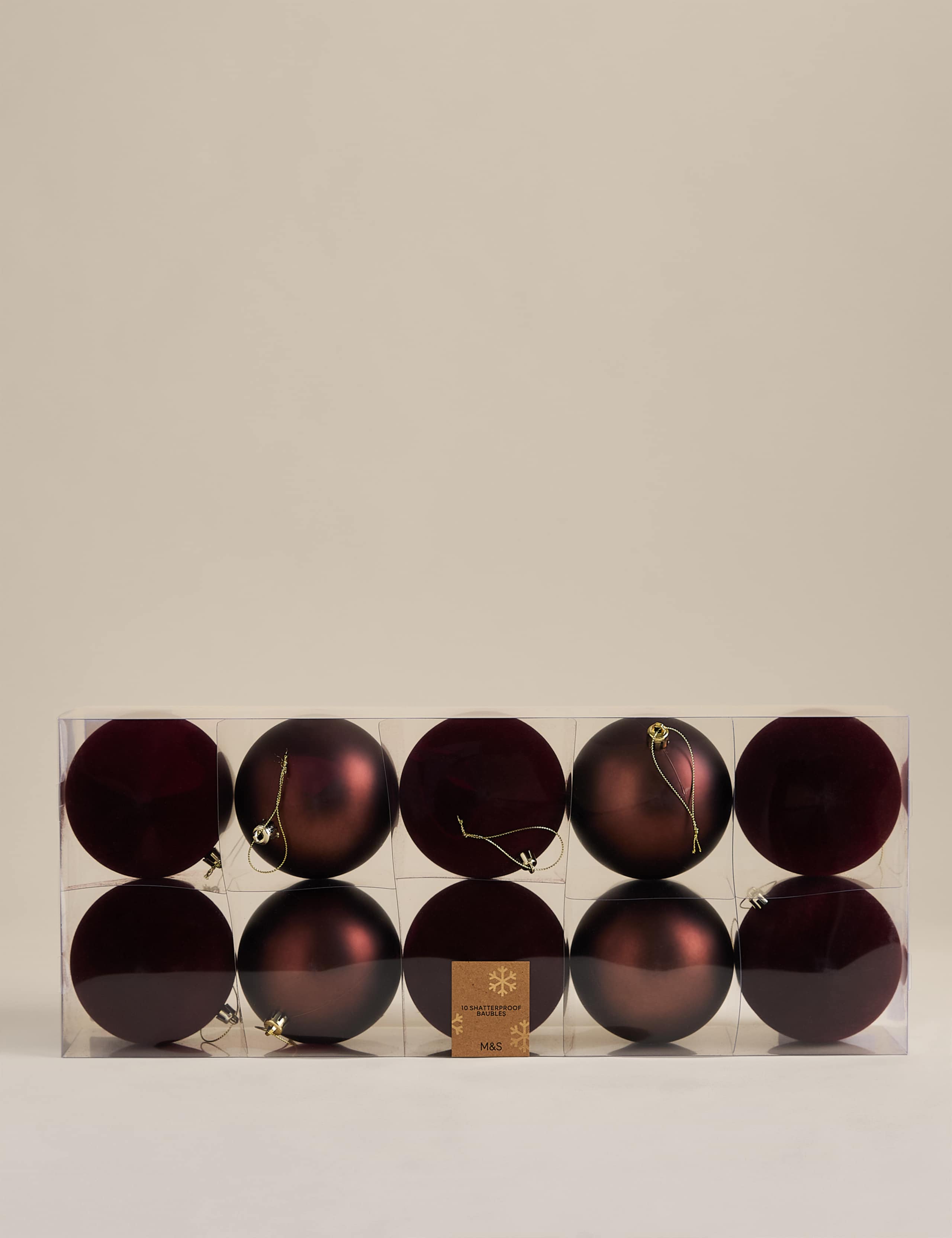 10 Pack Flocked Oversized Shatterproof Baubles 2 of 3