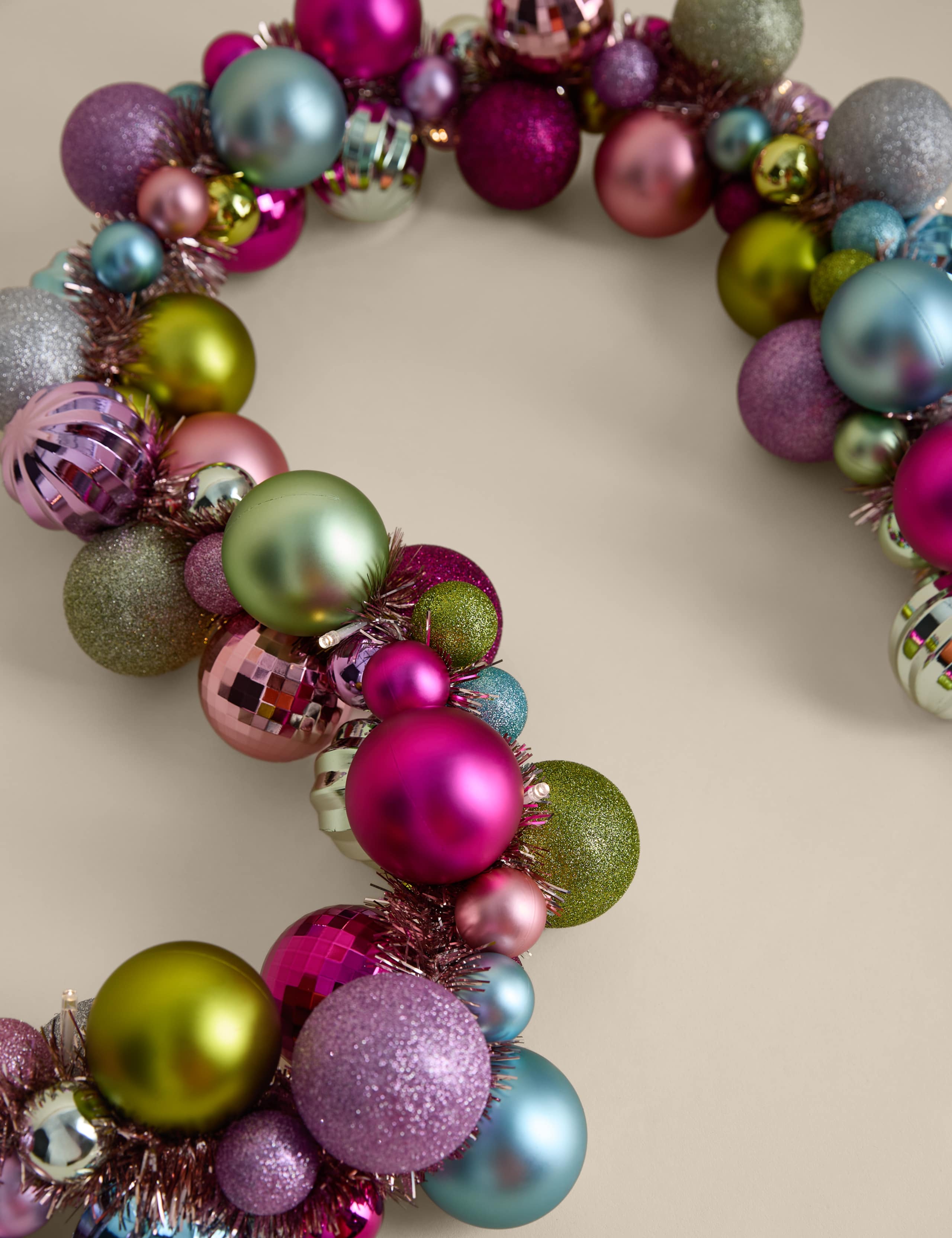 Pre-Lit Tinsel Bauble Garland 3 of 3