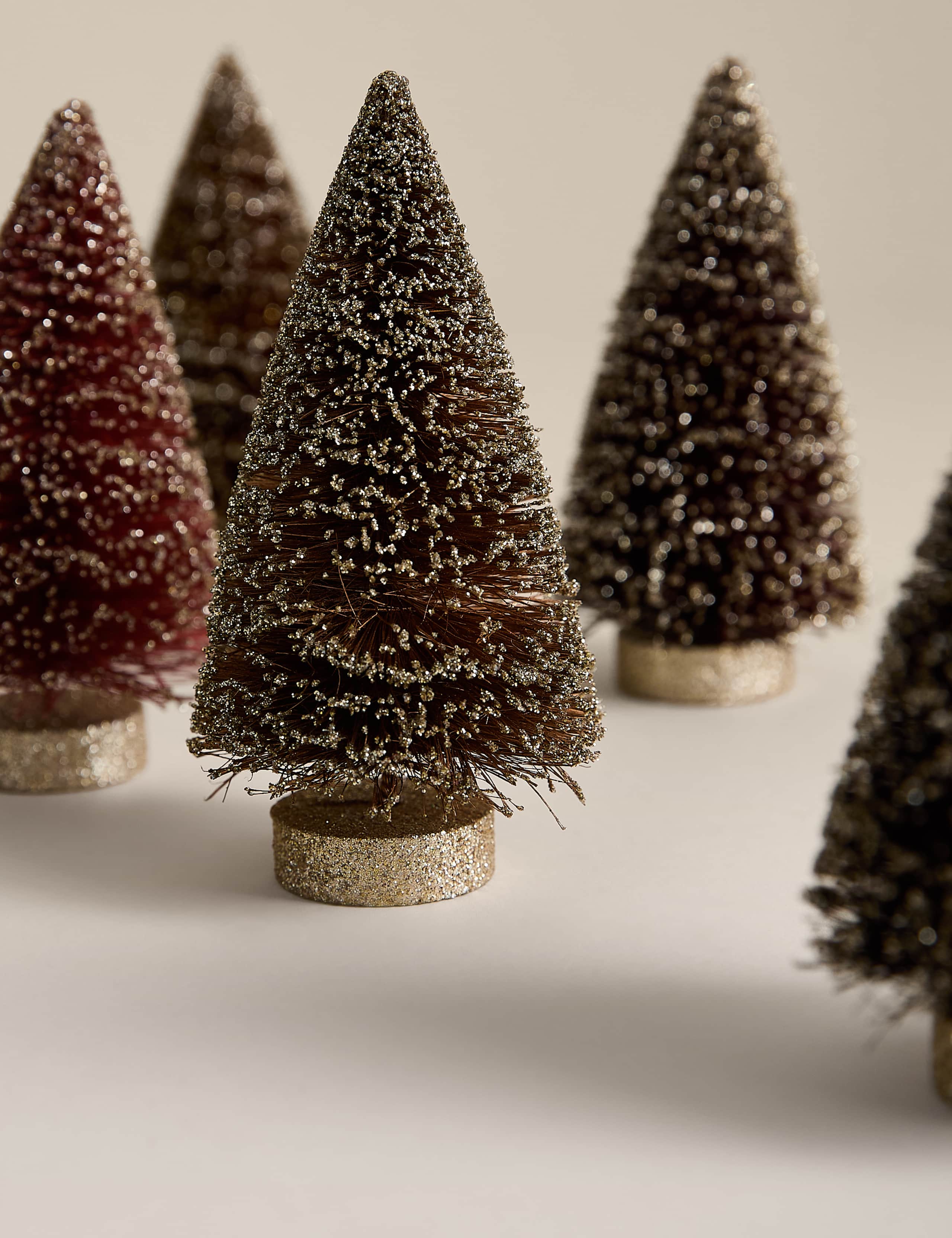 Set of 5 Mini Bristle Tree Decorations 3 of 4