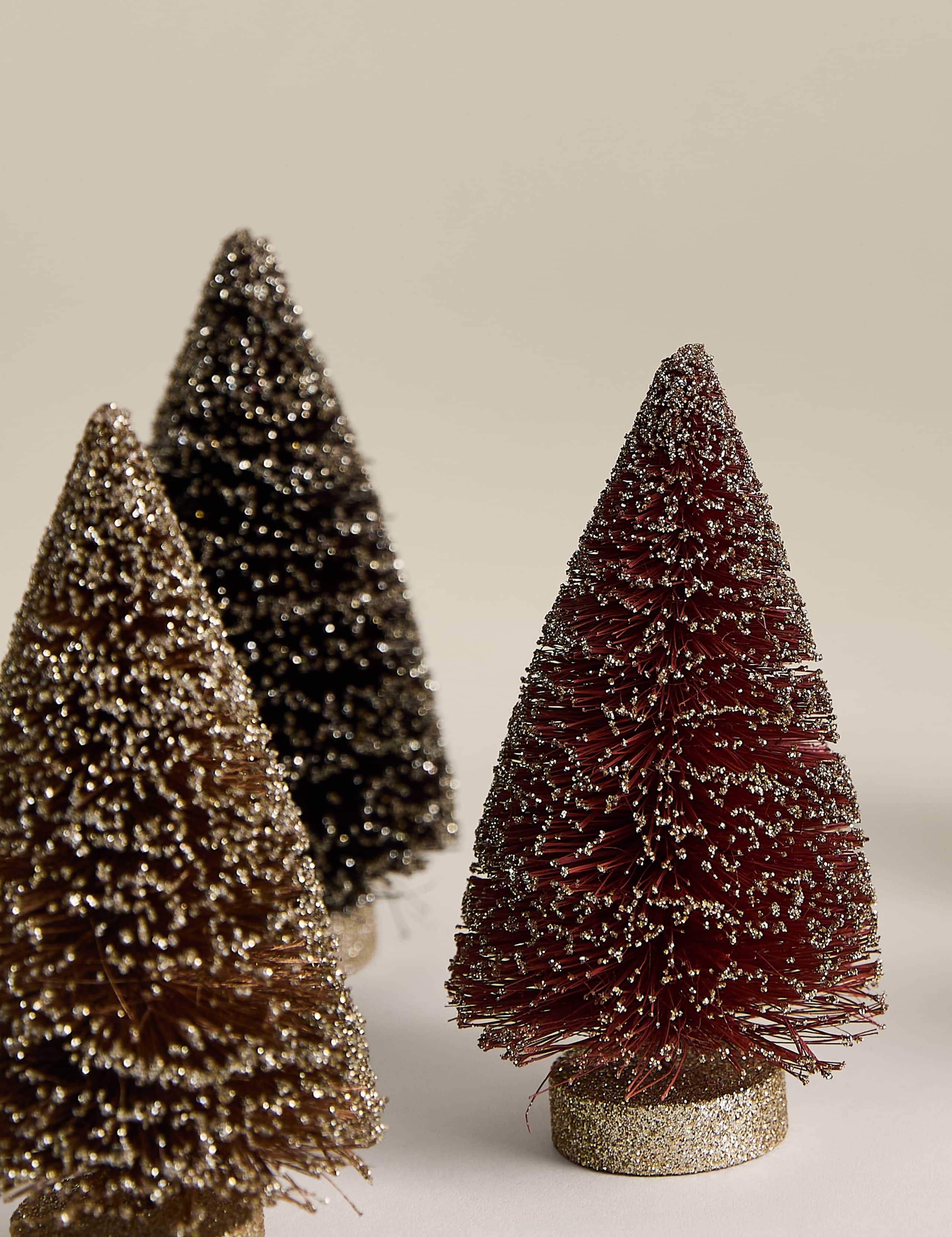 Set of 5 Mini Bristle Tree Decorations 4 of 4