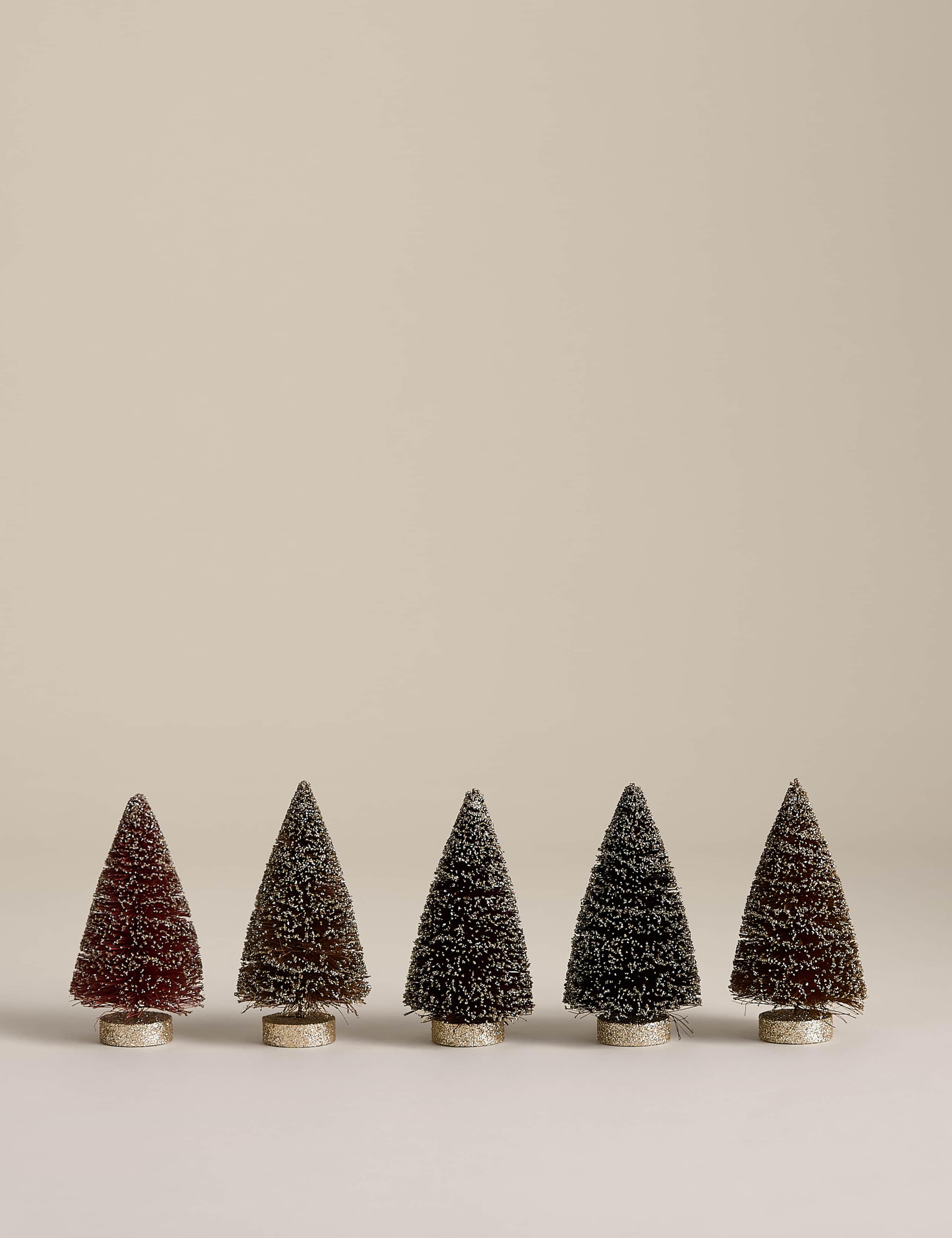 Set of 5 Mini Bristle Tree Decorations 2 of 4