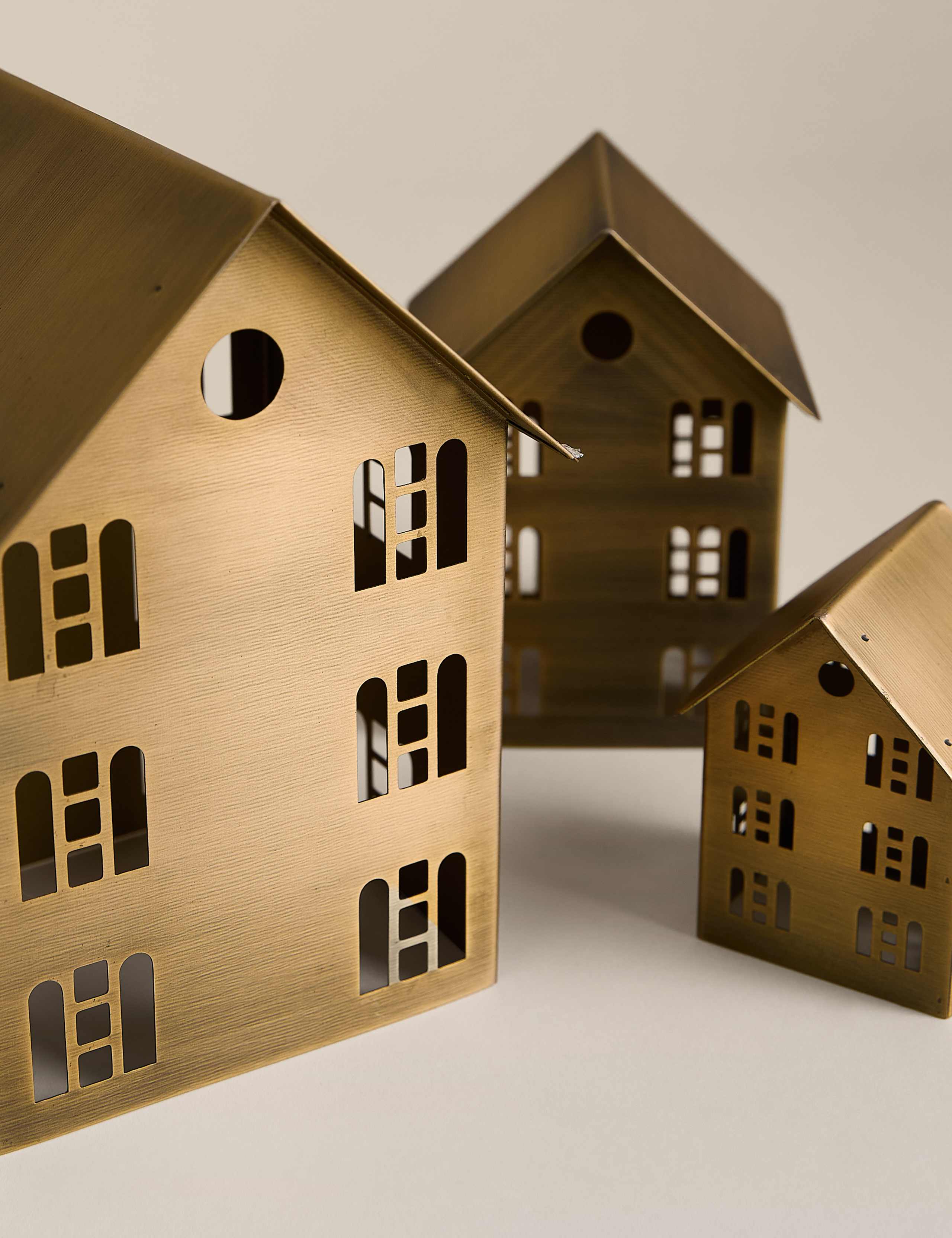3 Pack Brass Nesting House Decorations 2 of 3