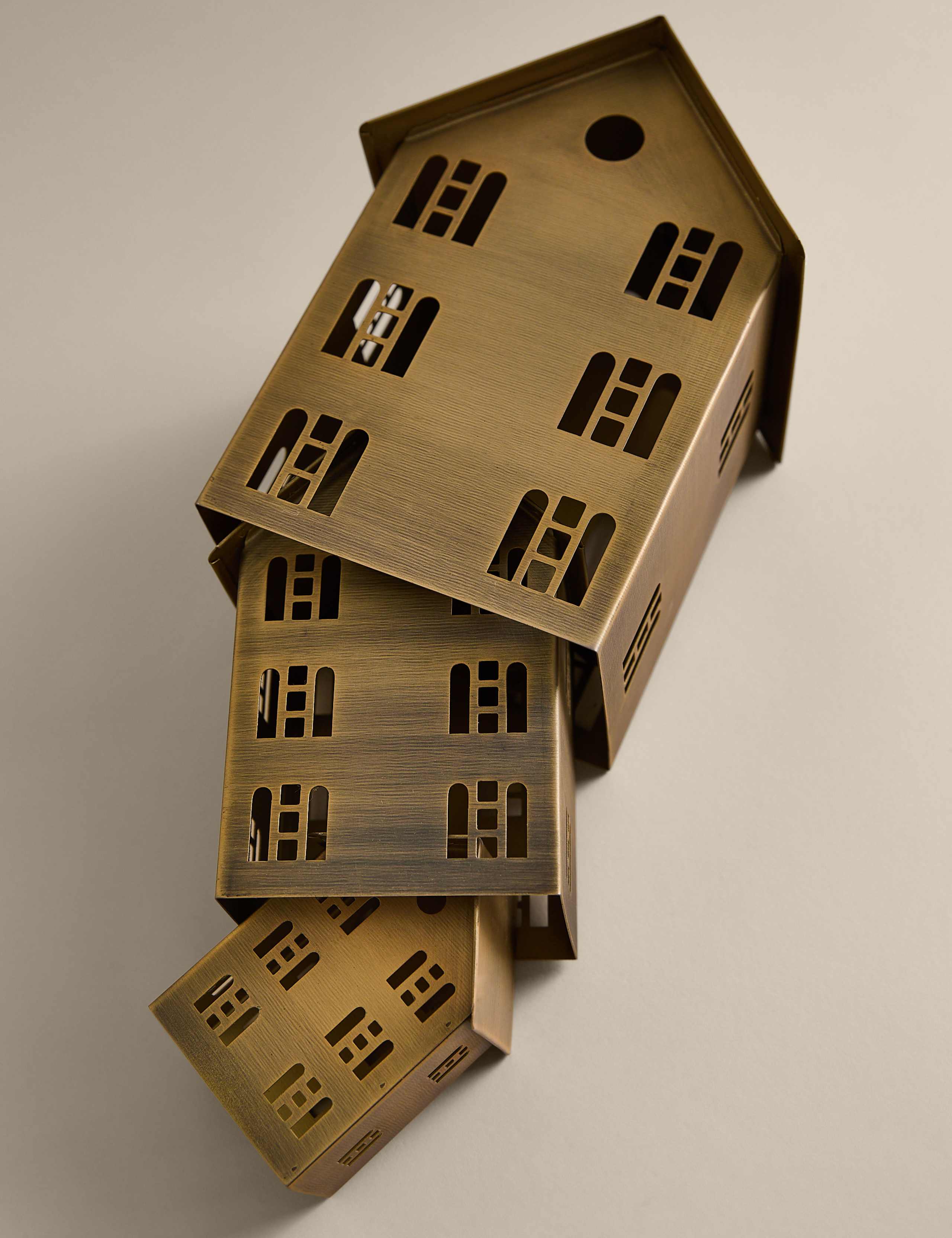 3 Pack Brass Nesting House Decorations 3 of 3