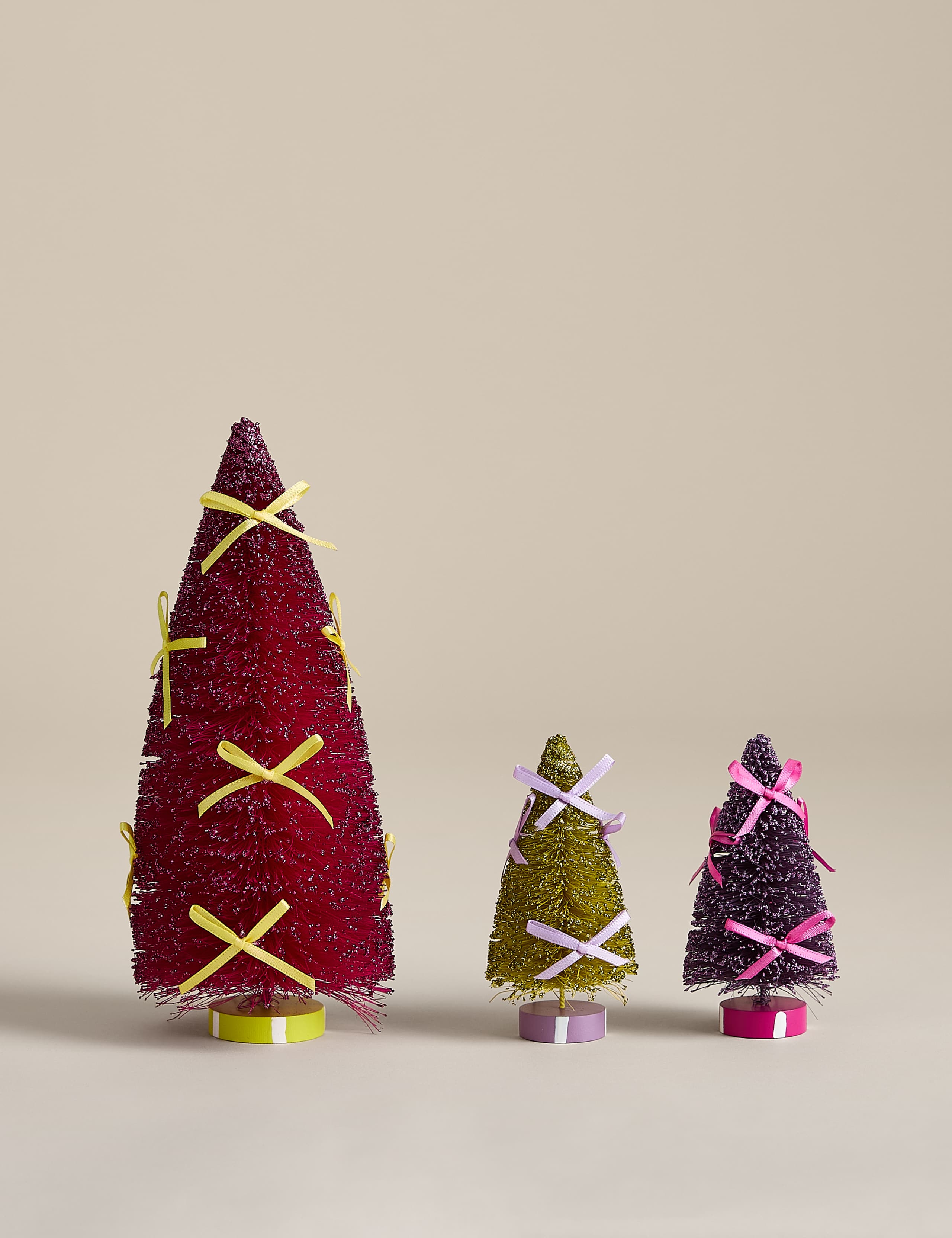 3 Pack Multicoloured Bow Tree Decorations 1 of 3