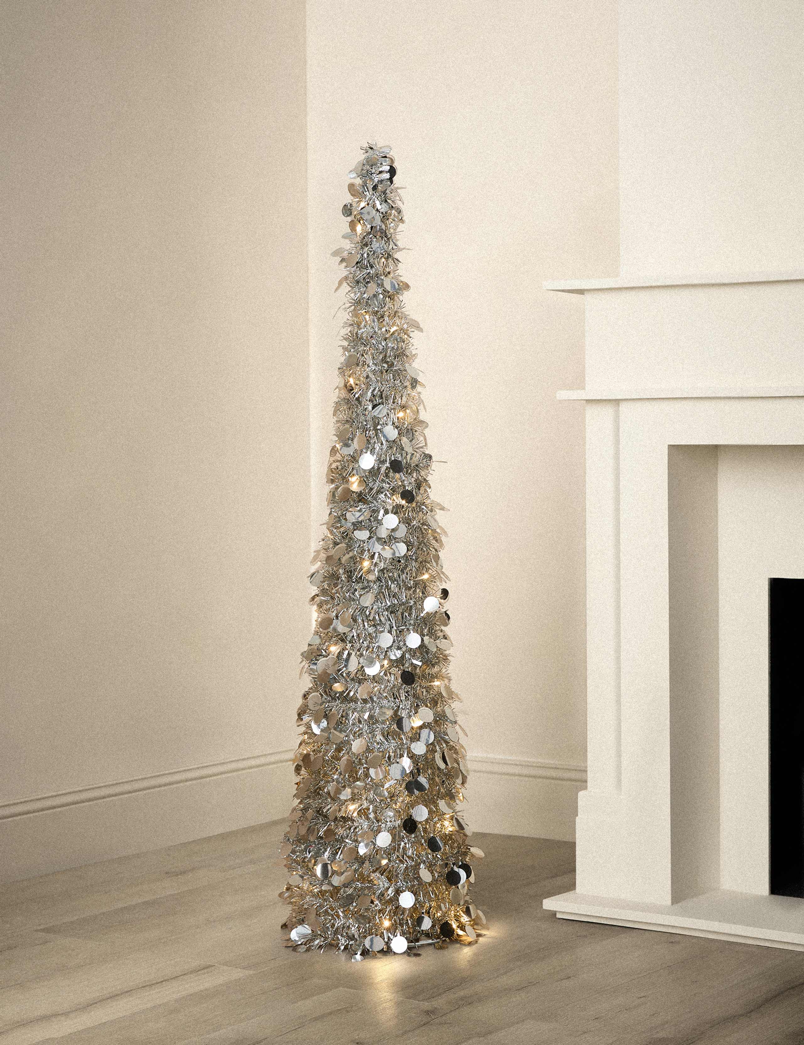5ft Pre-Lit Tinsel Pop Up Christmas Tree 1 of 4
