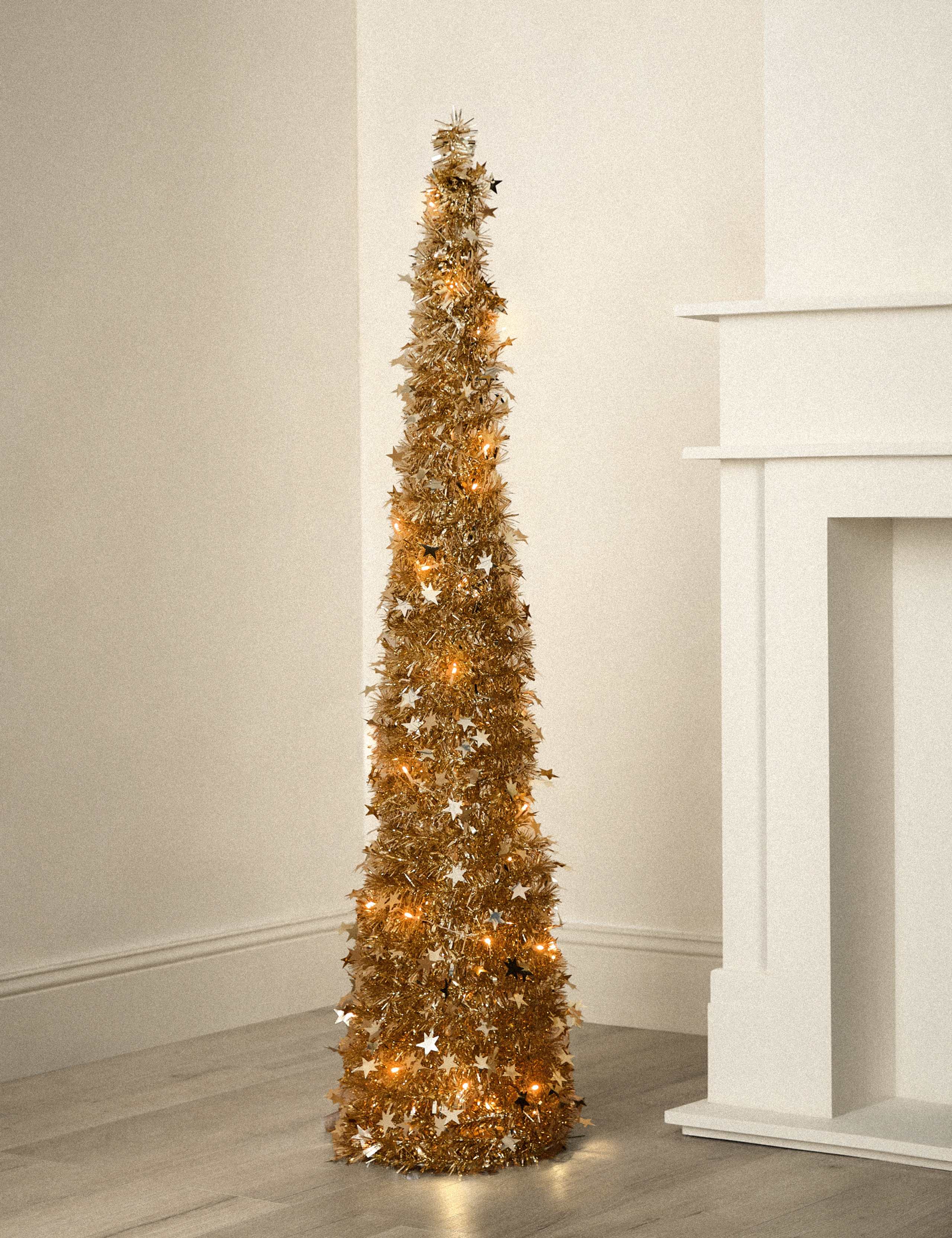 5ft Pre-Lit Tinsel Pop Up Christmas Tree 1 of 4