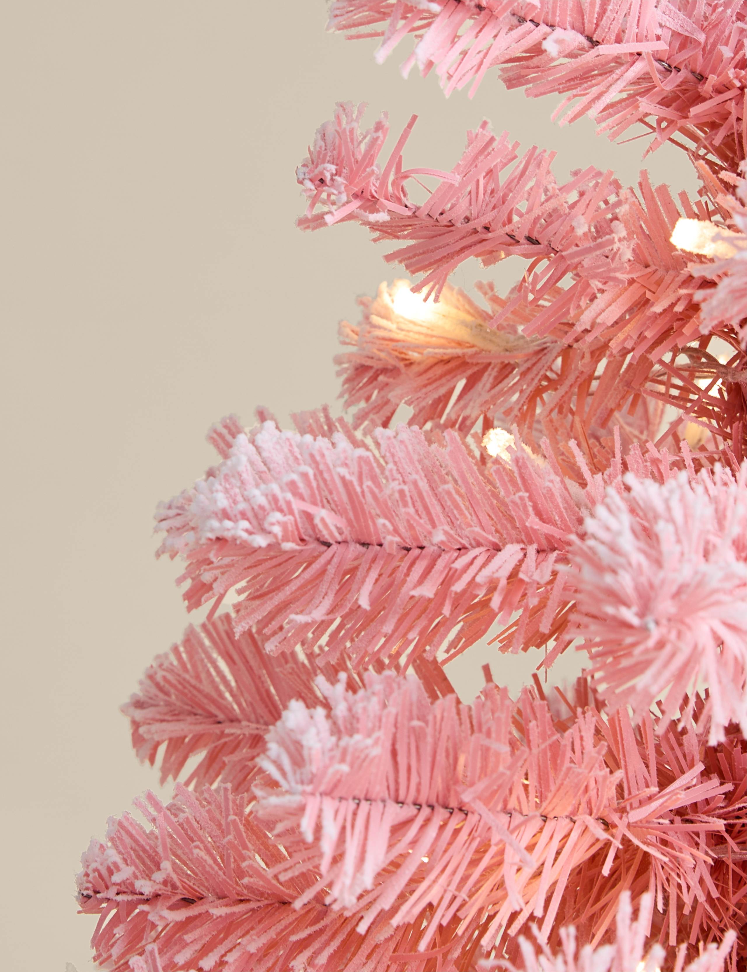 1.5ft Pre-Lit Pink Snowy Christmas Tree 2 of 3