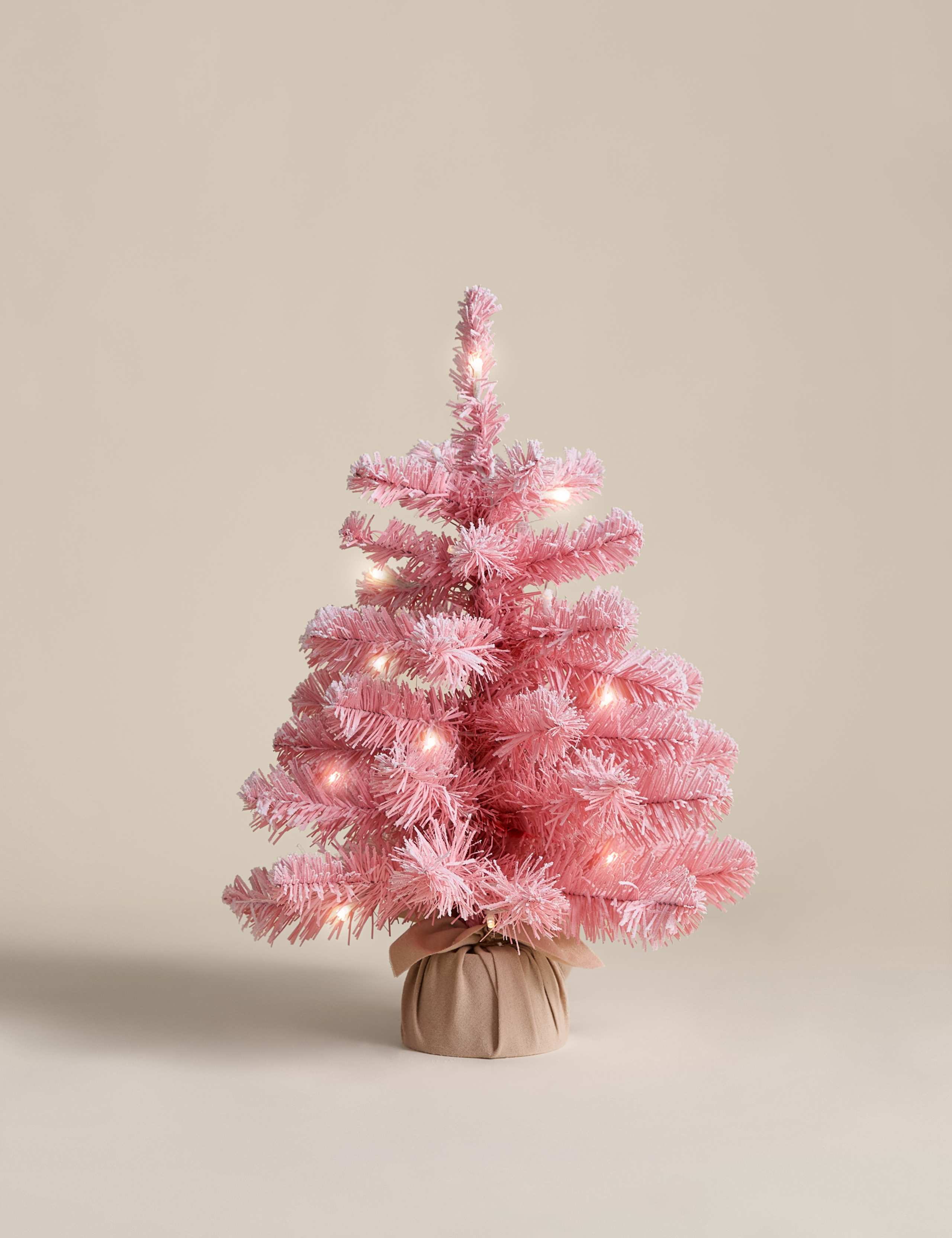 1.5ft Pre-Lit Pink Snowy Christmas Tree 1 of 3