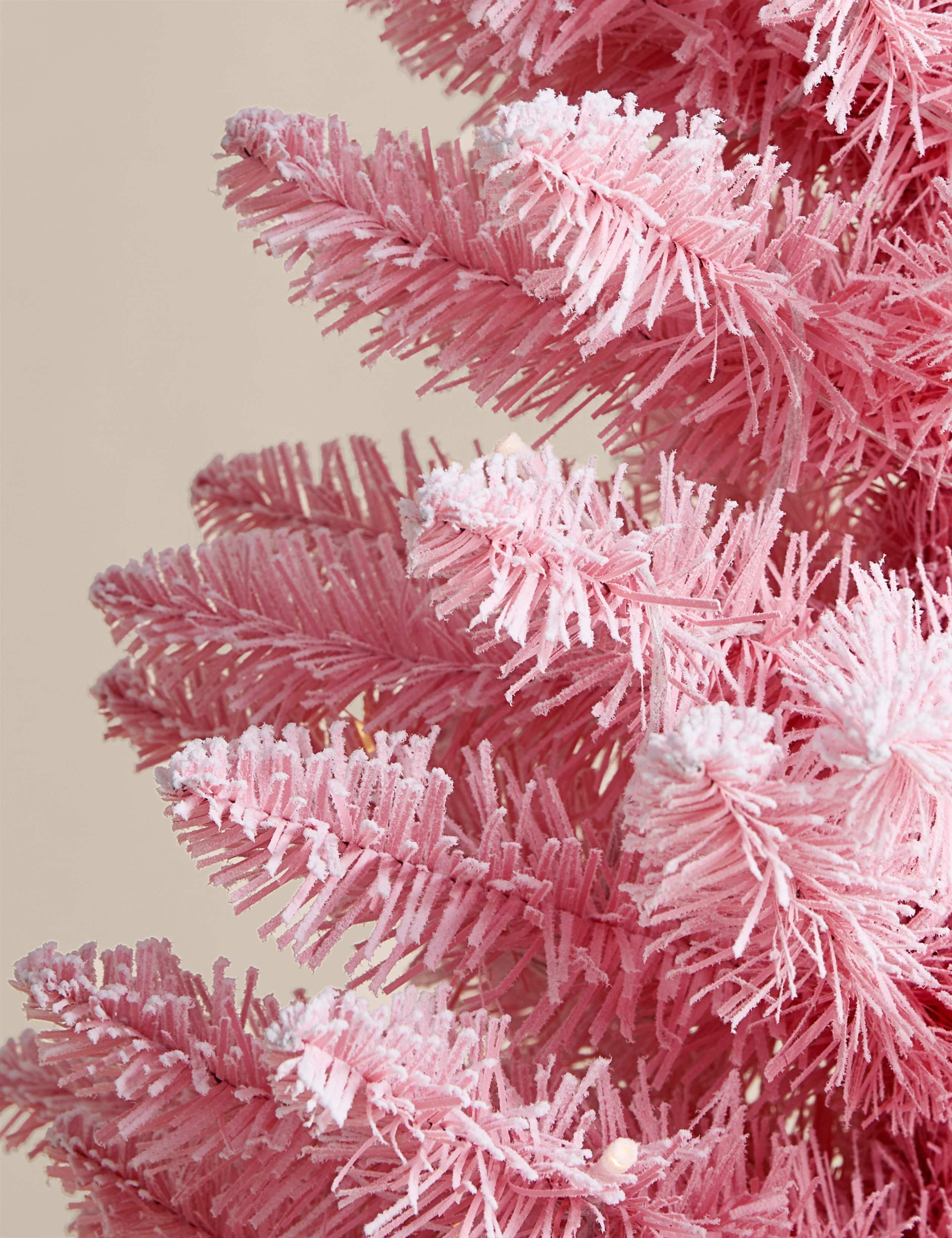 3ft Pre-Lit Pink Snowy Christmas Tree 2 of 3