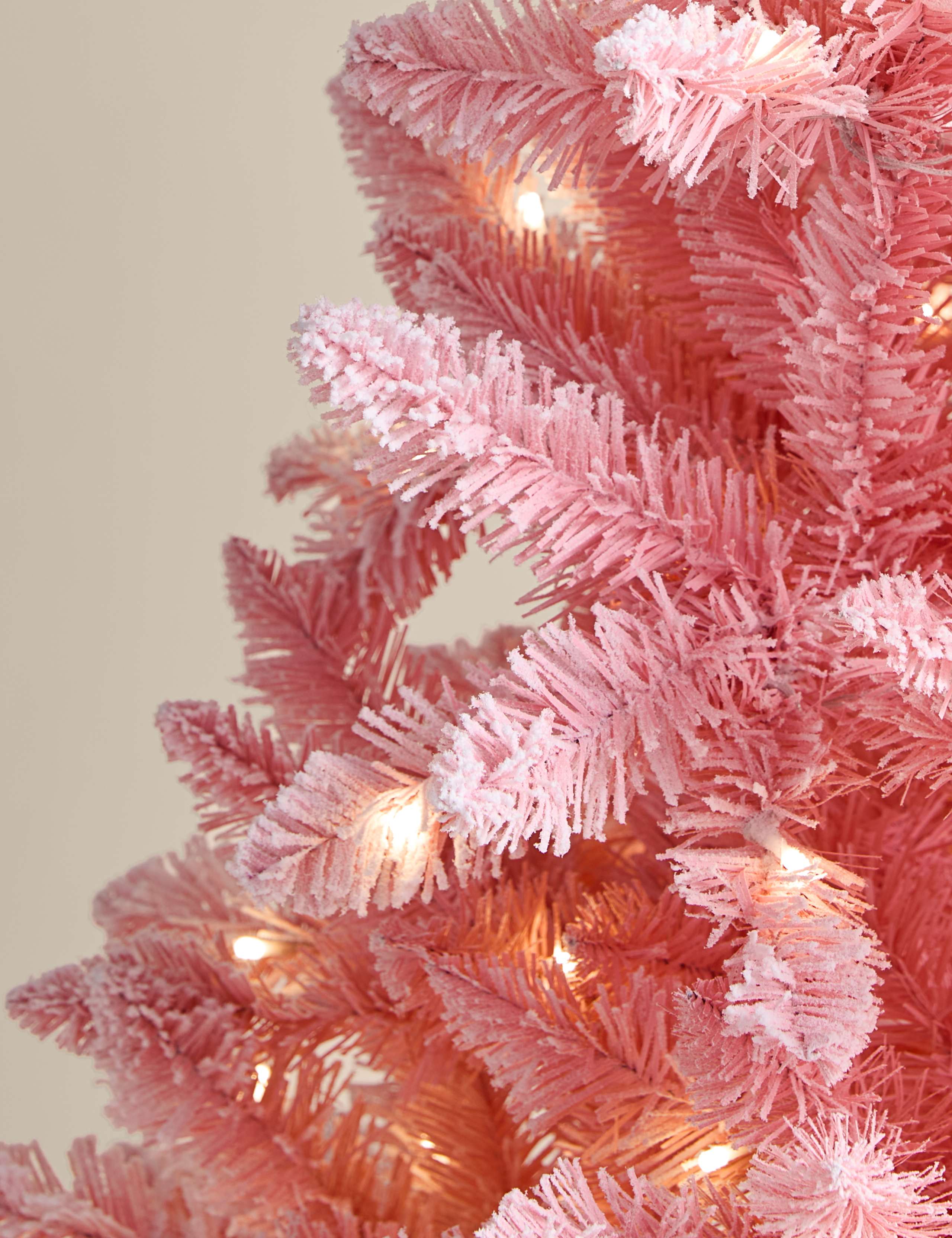 6ft Pre-Lit Snowy Pink Christmas Tree 2 of 3