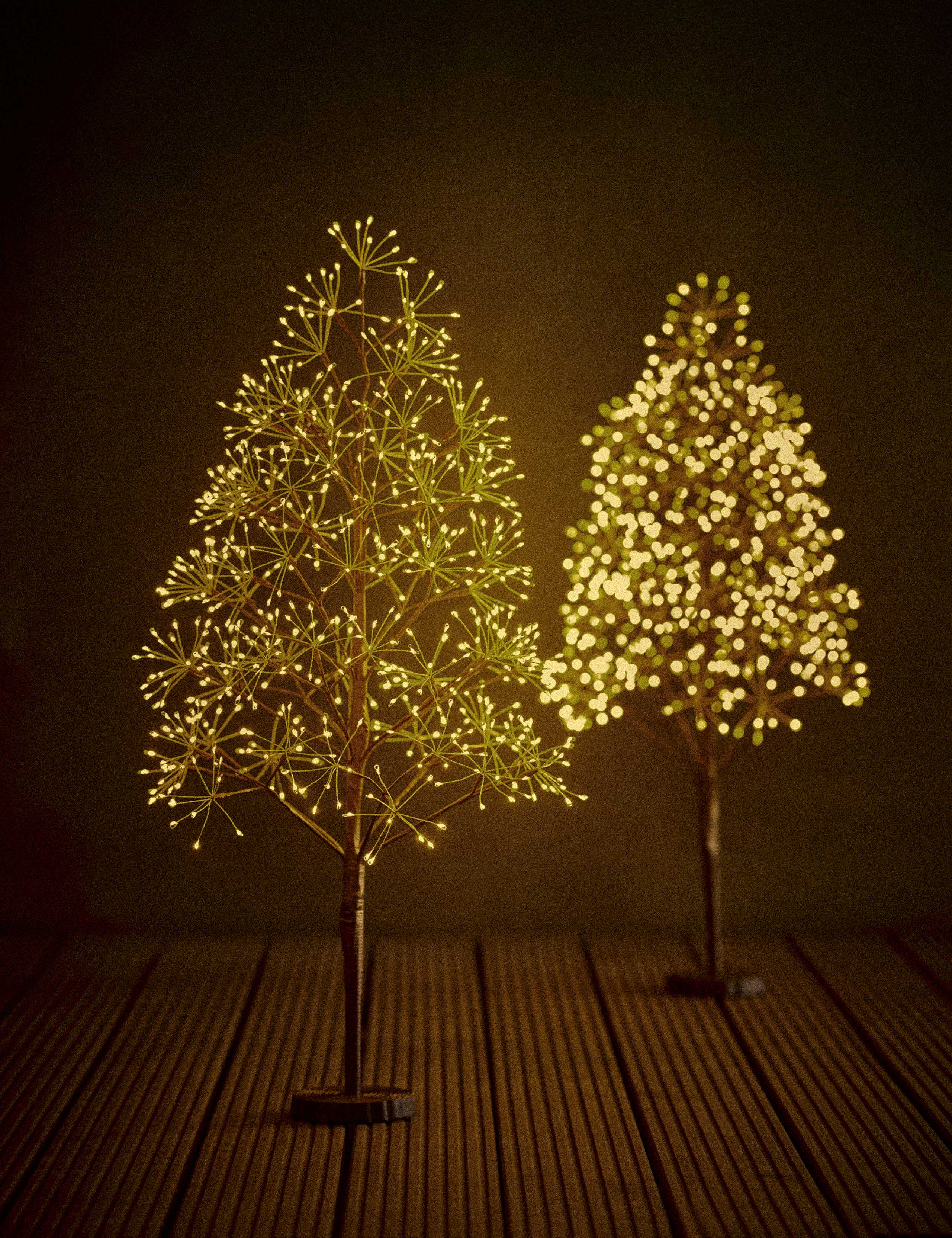 Set of 2 3ft Twig Cluster Christmas Trees 1 of 4