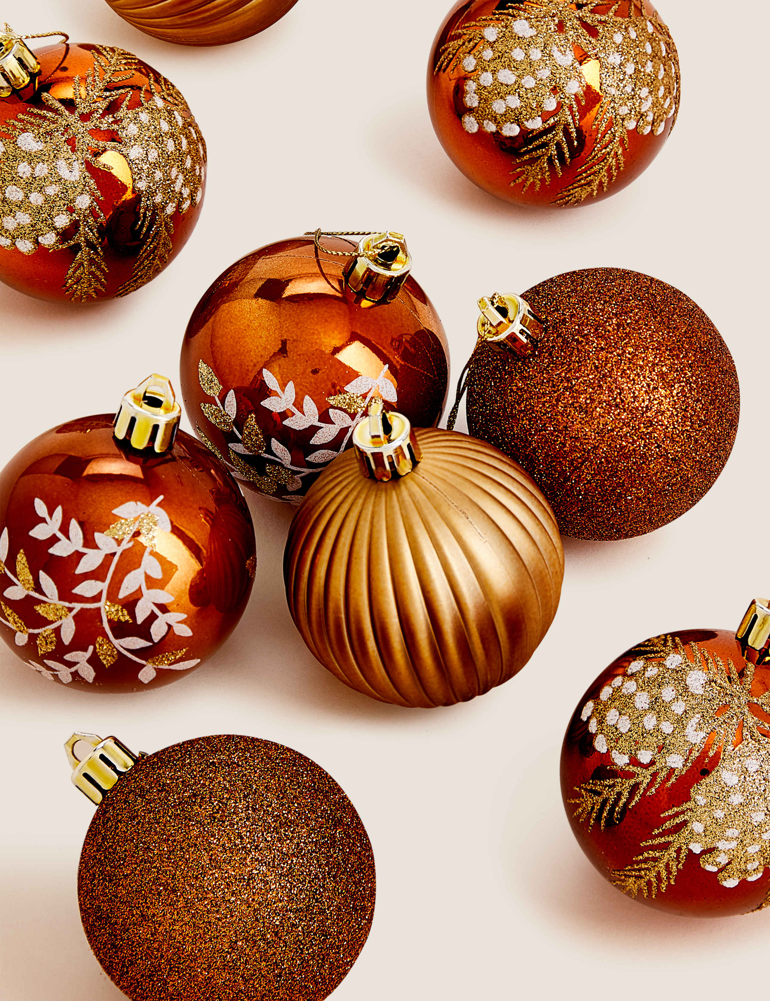 Set of 9 Shatterproof Christmas Baubles 1 of 2