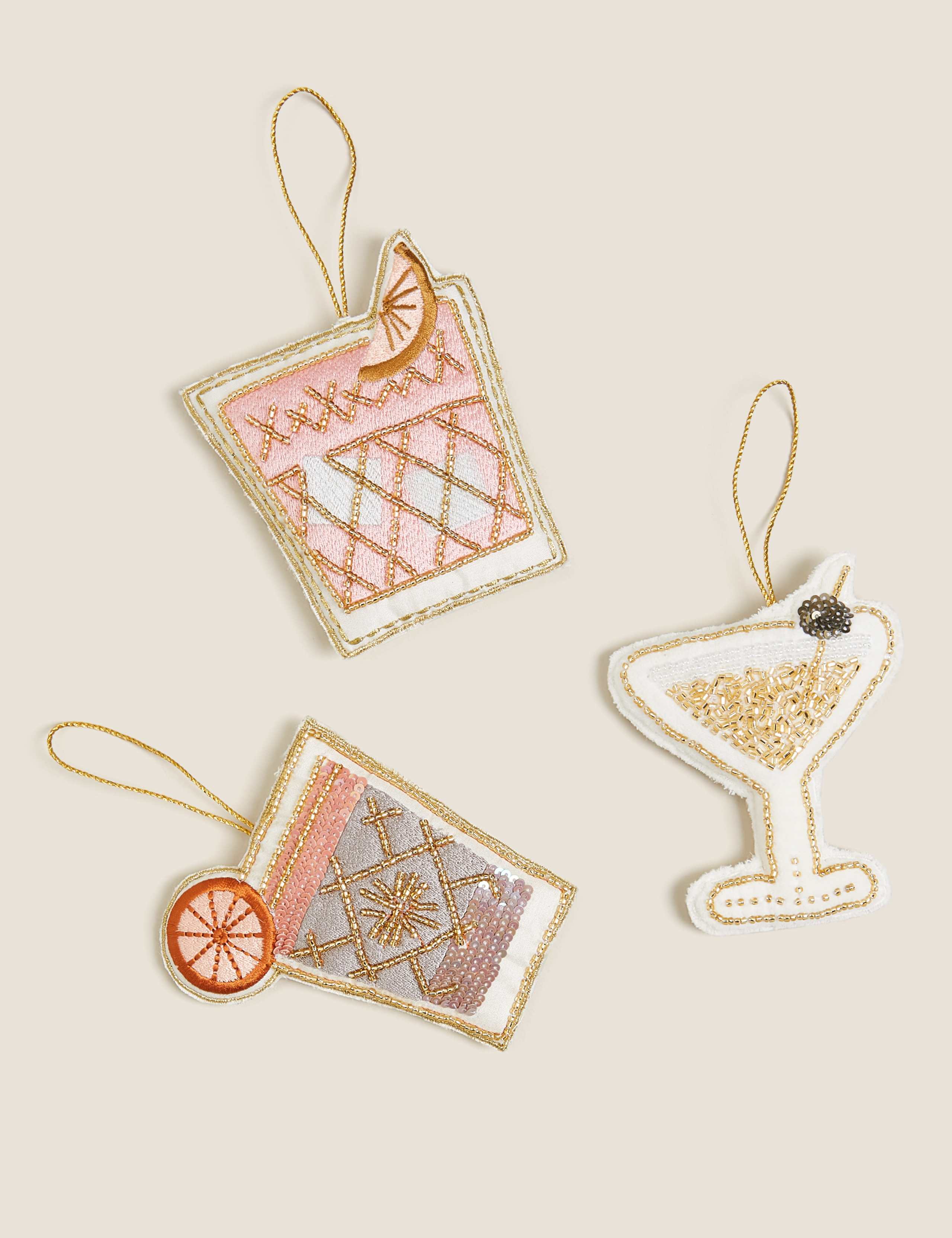 3 Pack Cocktail Appliqué Hanging Decorations 4 of 4