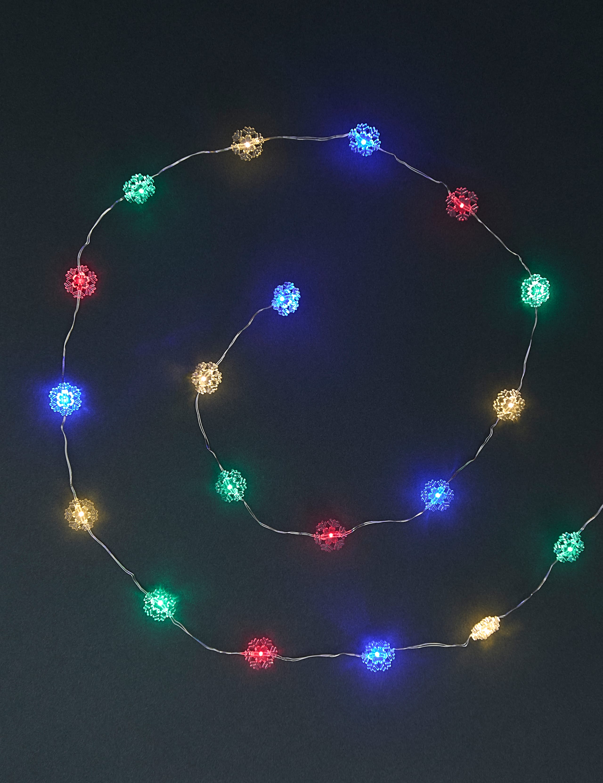 LED Multicoloured Snowflake String Lights 1 of 3
