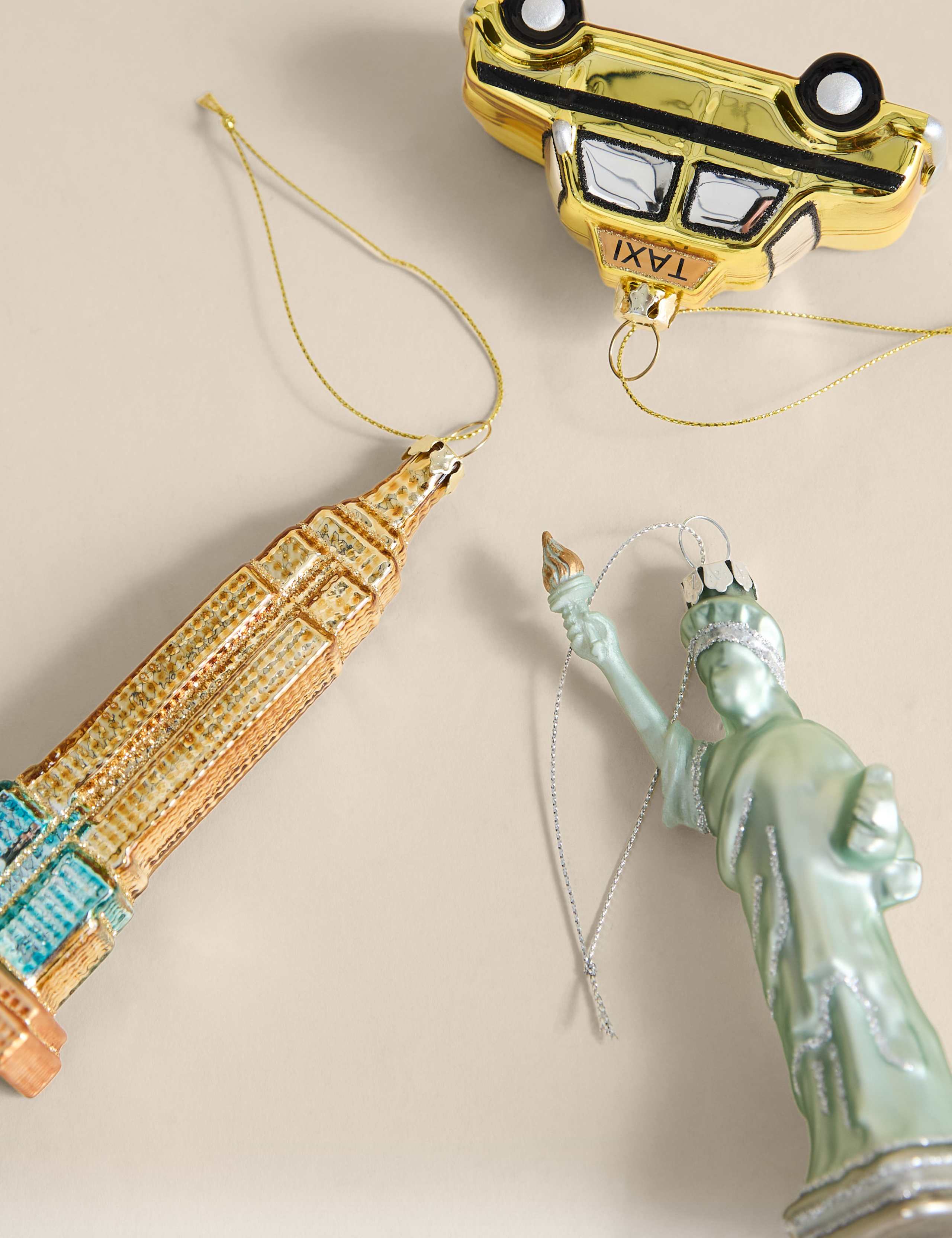 3pk Glass Hanging New York Decorations 2 of 2