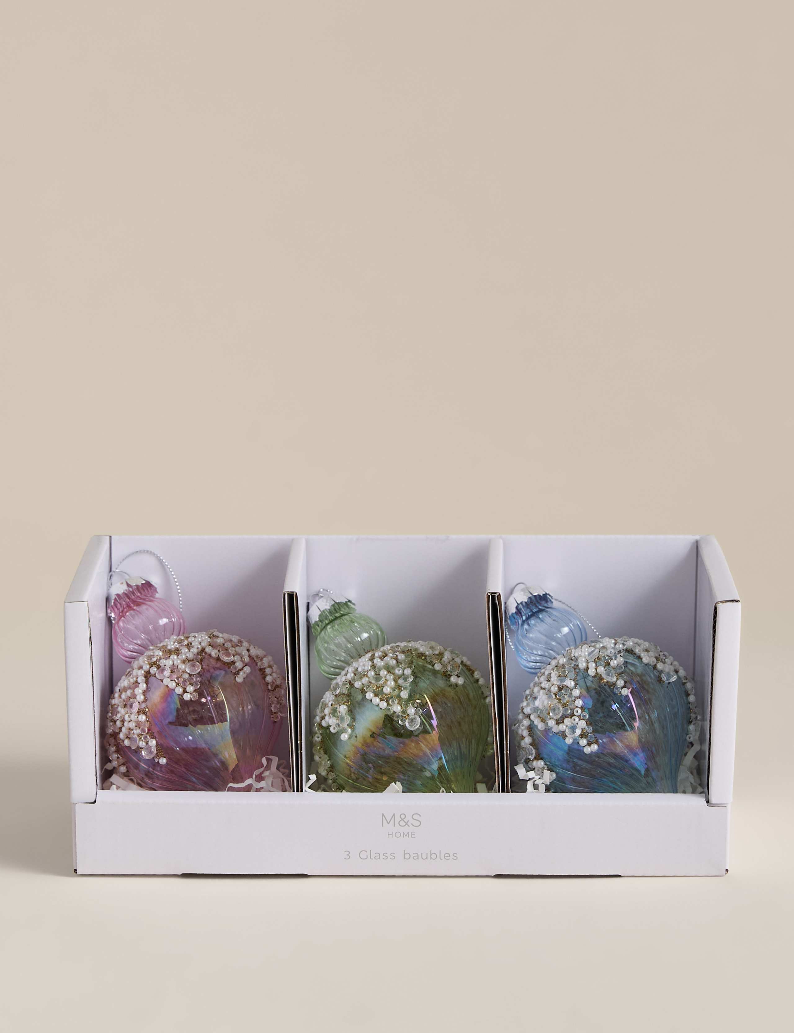 3pk Glass Embellished Finial Baubles 2 of 3