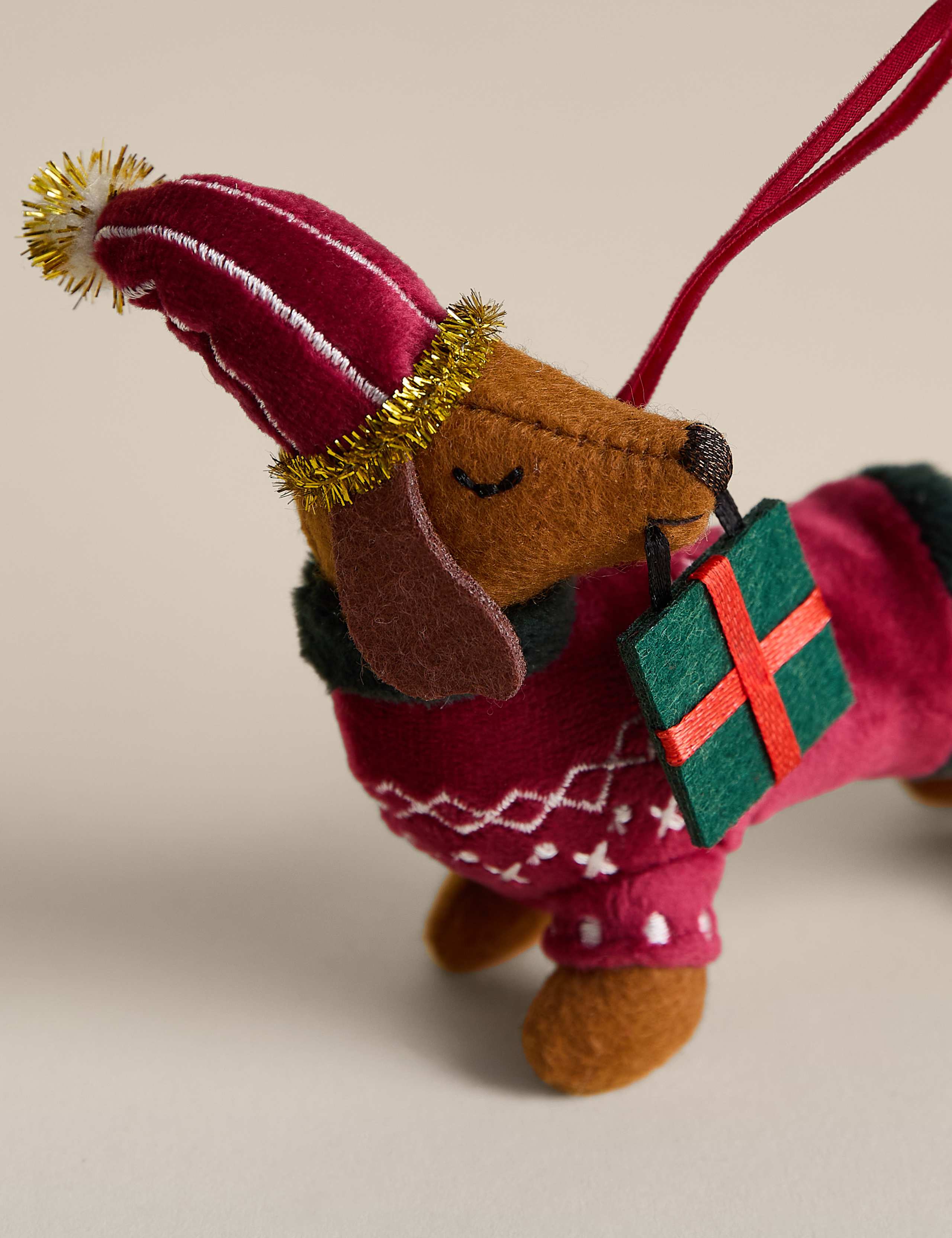 Felt Hanging Sausage Dog Decoration 2 of 2
