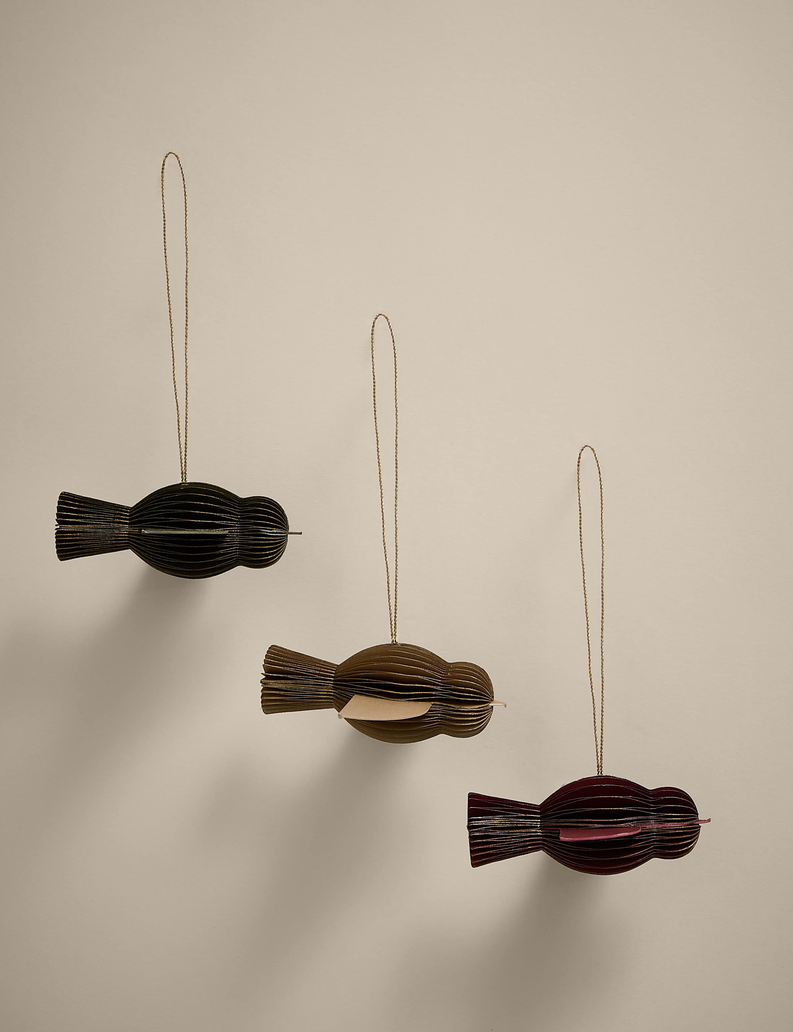 3pk Hanging Paper Bird Decorations 1 of 3