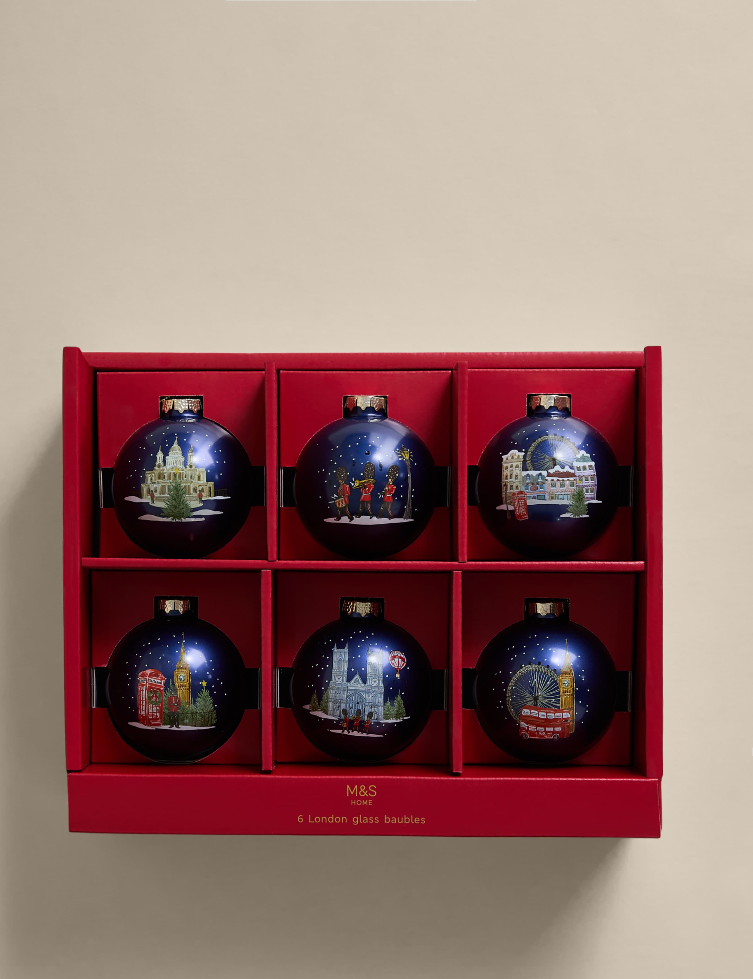6pk Glass London Baubles 2 of 3