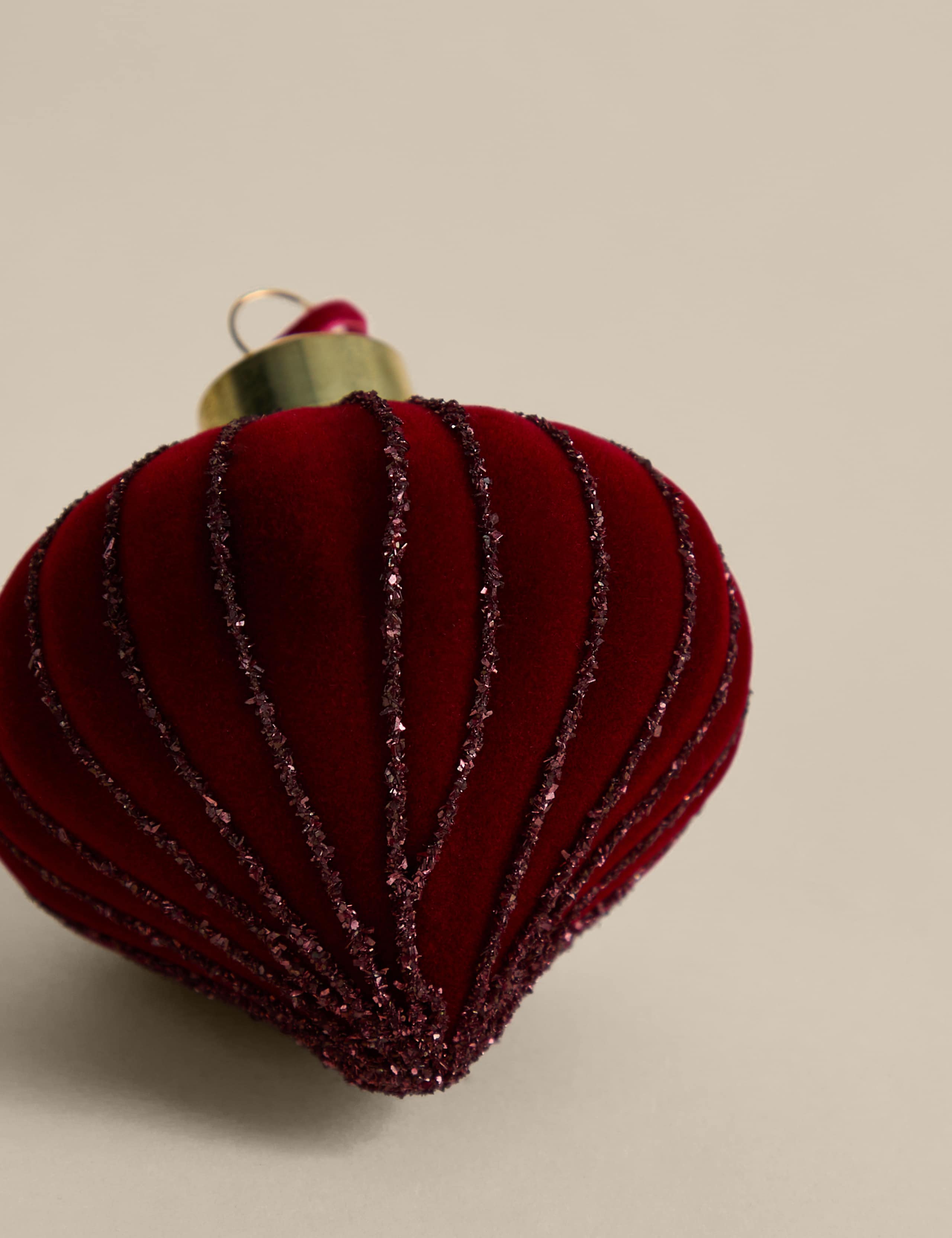Glass Flocked Hanging Onion Decoration 2 of 2
