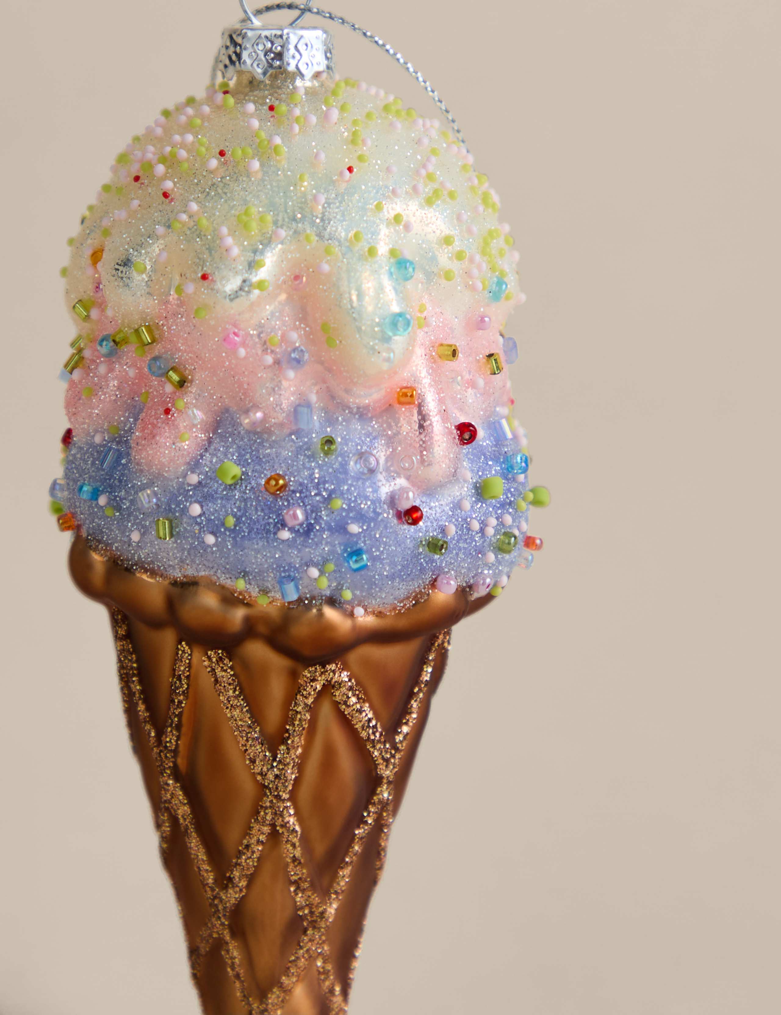 Glass Hanging Ice Cream Cone Decoration 2 of 2
