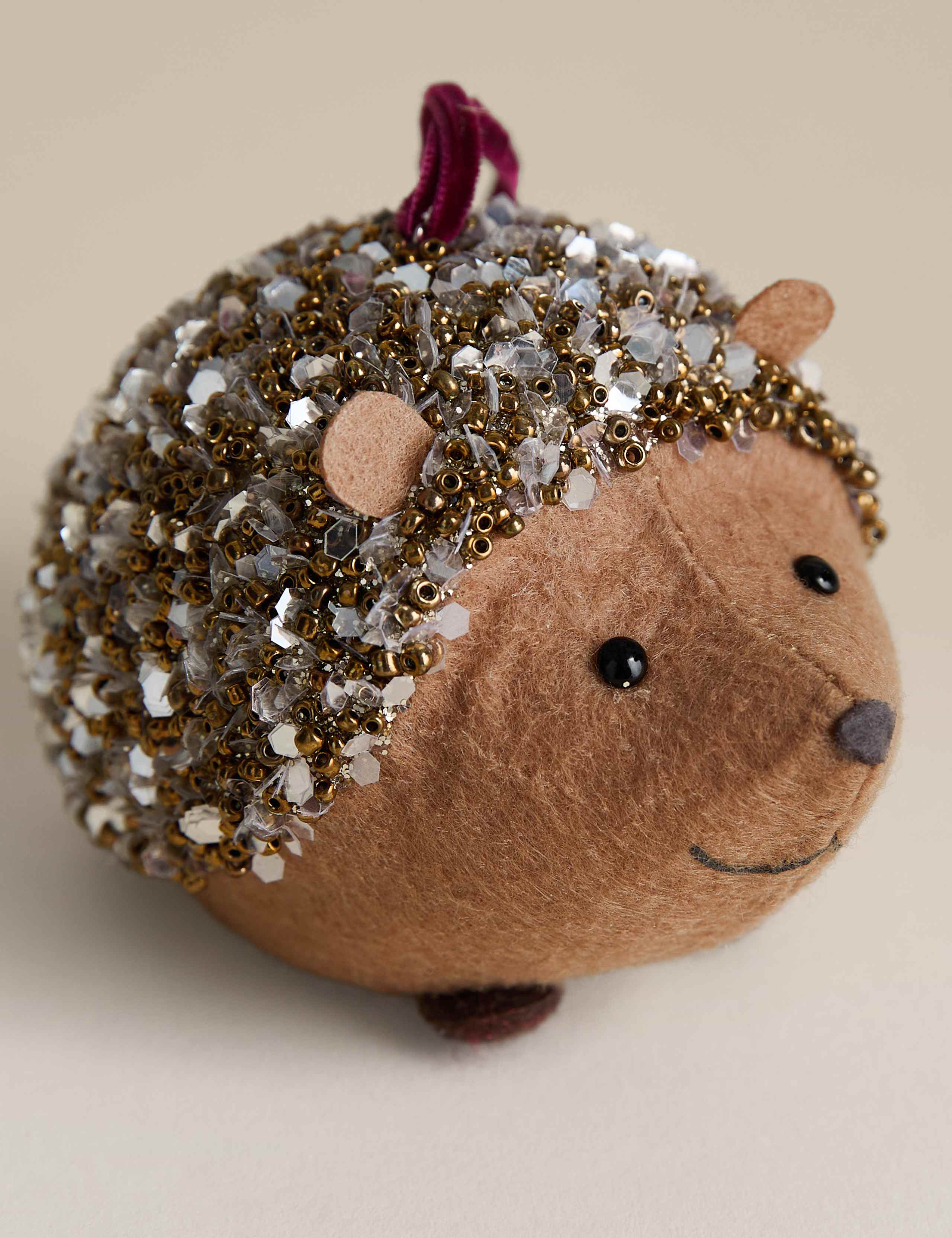 Felt Hanging Beaded Hedgehog Decoration 2 of 2