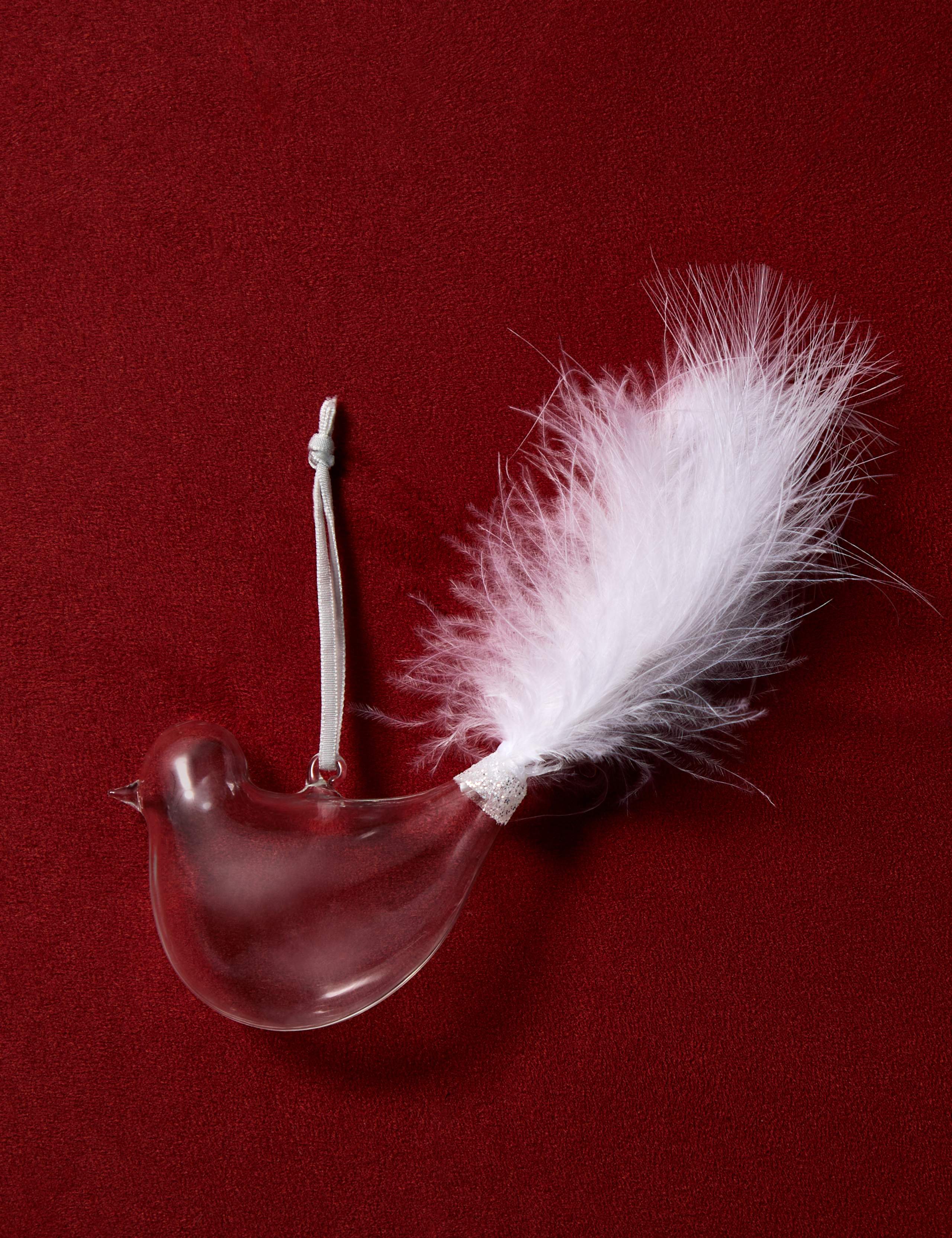 Glass Hanging Feathered Bird Decoration 1 of 3