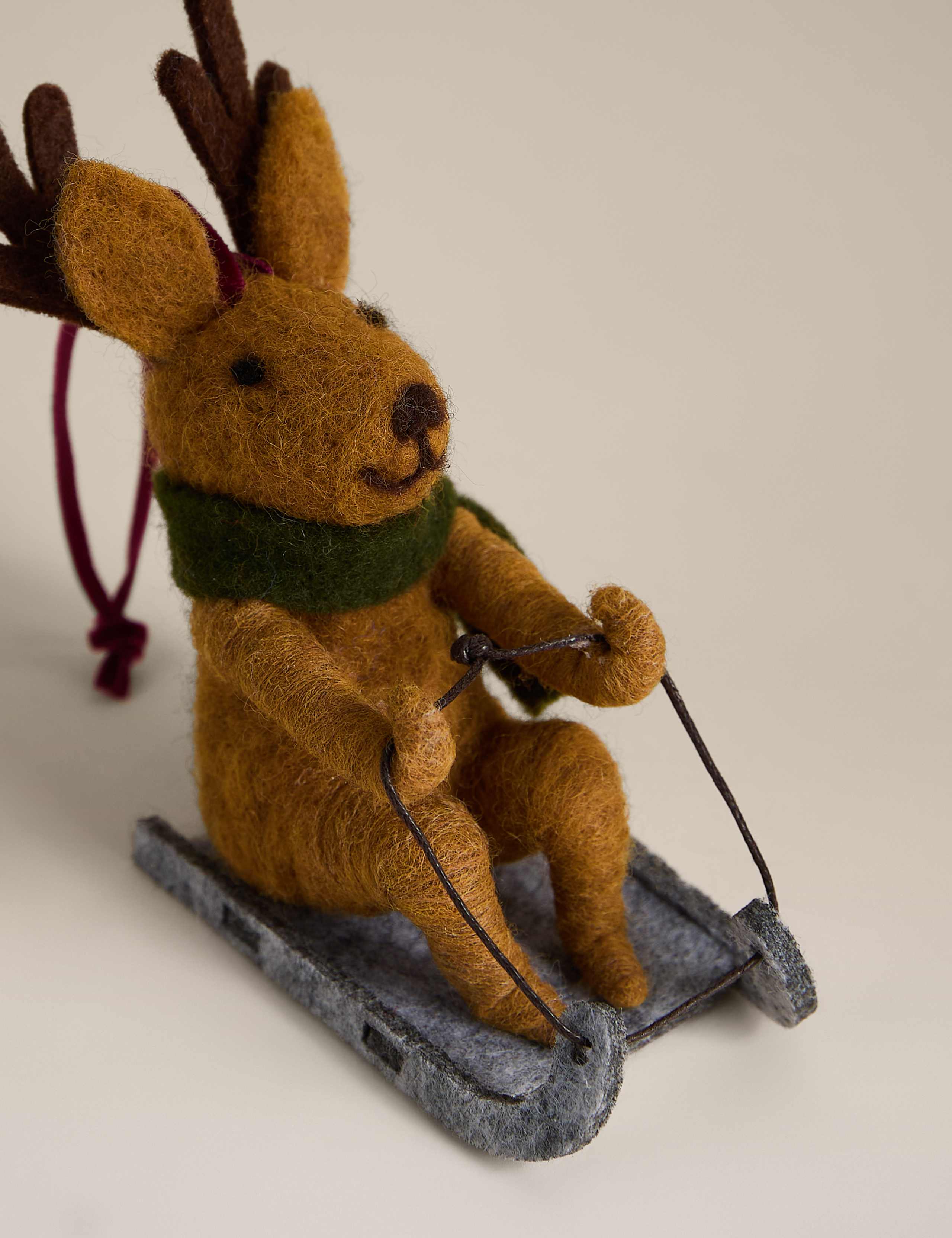 Felt Reindeer Sleigh Hanging Decoration 2 of 2