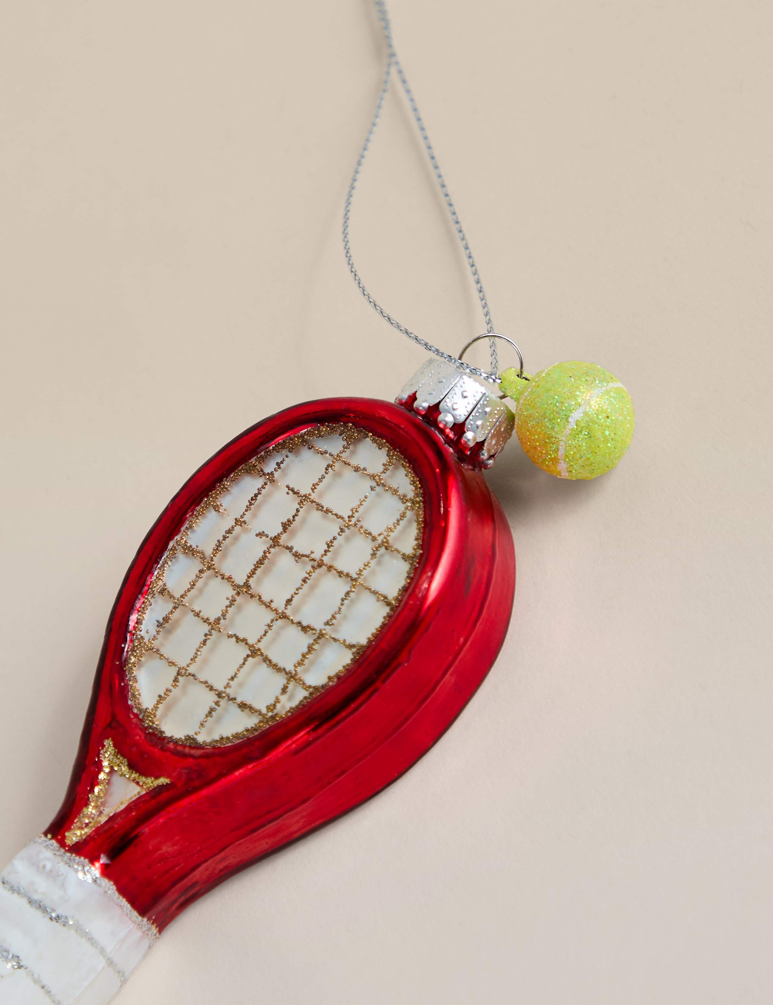 Tennis Racket Glass Hanging Decoration 2 of 2