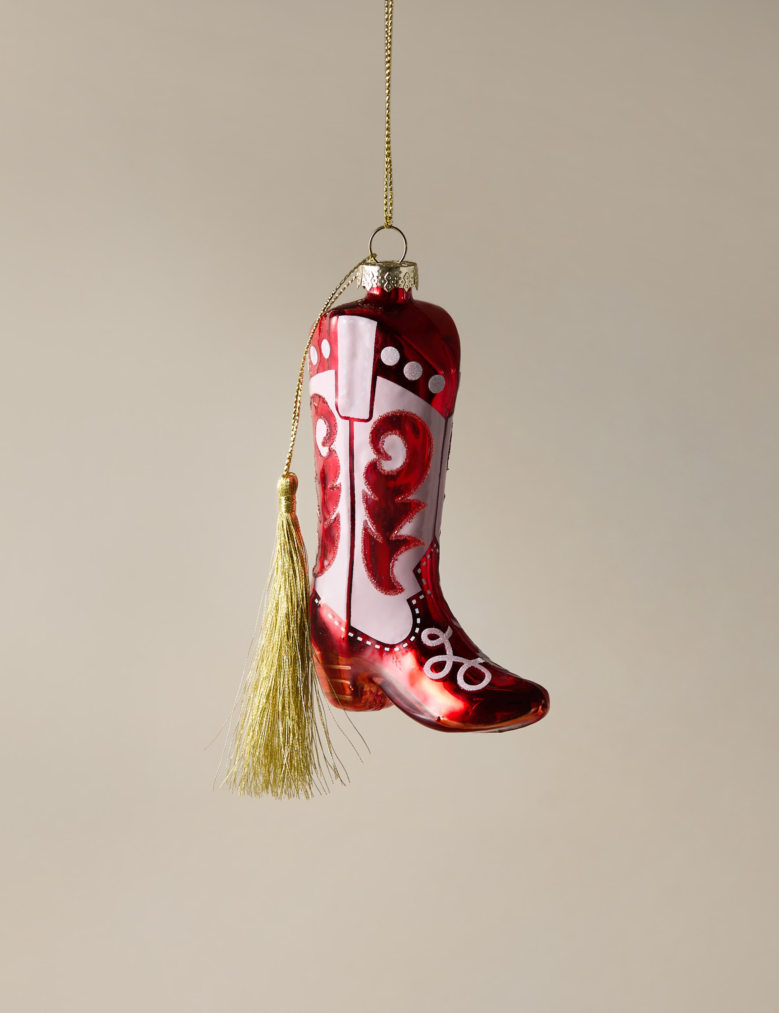 Glass Hanging Cowboy Boot Decoration 1 of 3