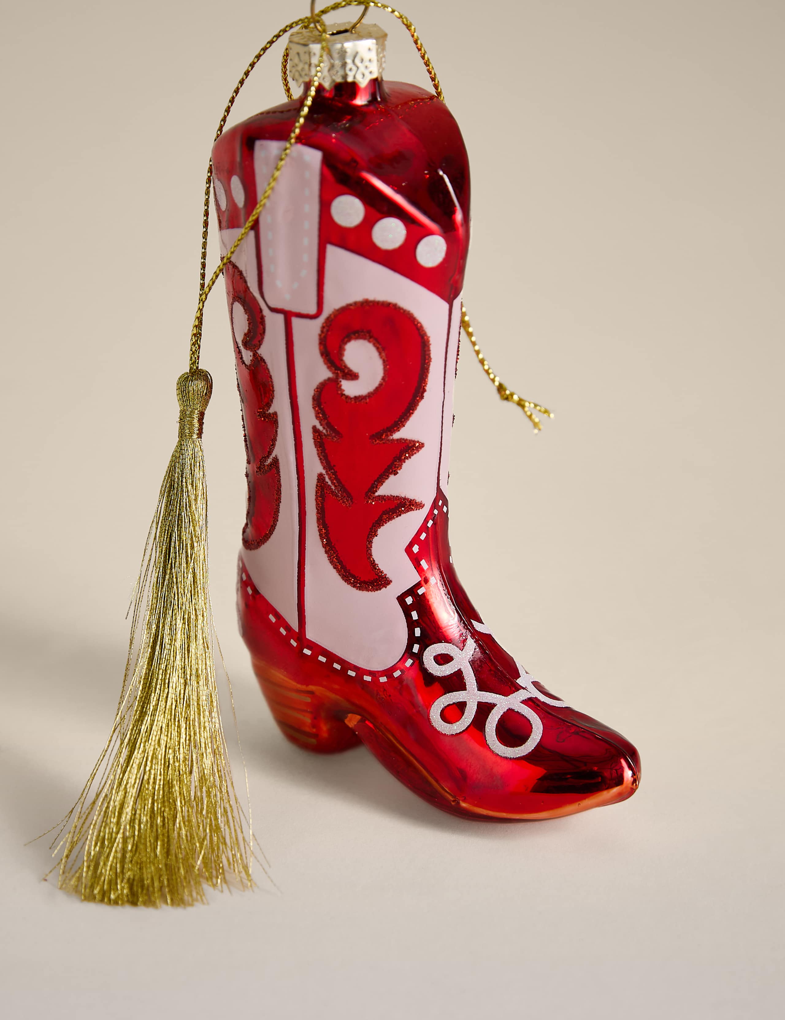 Glass Hanging Cowboy Boot Decoration 3 of 3